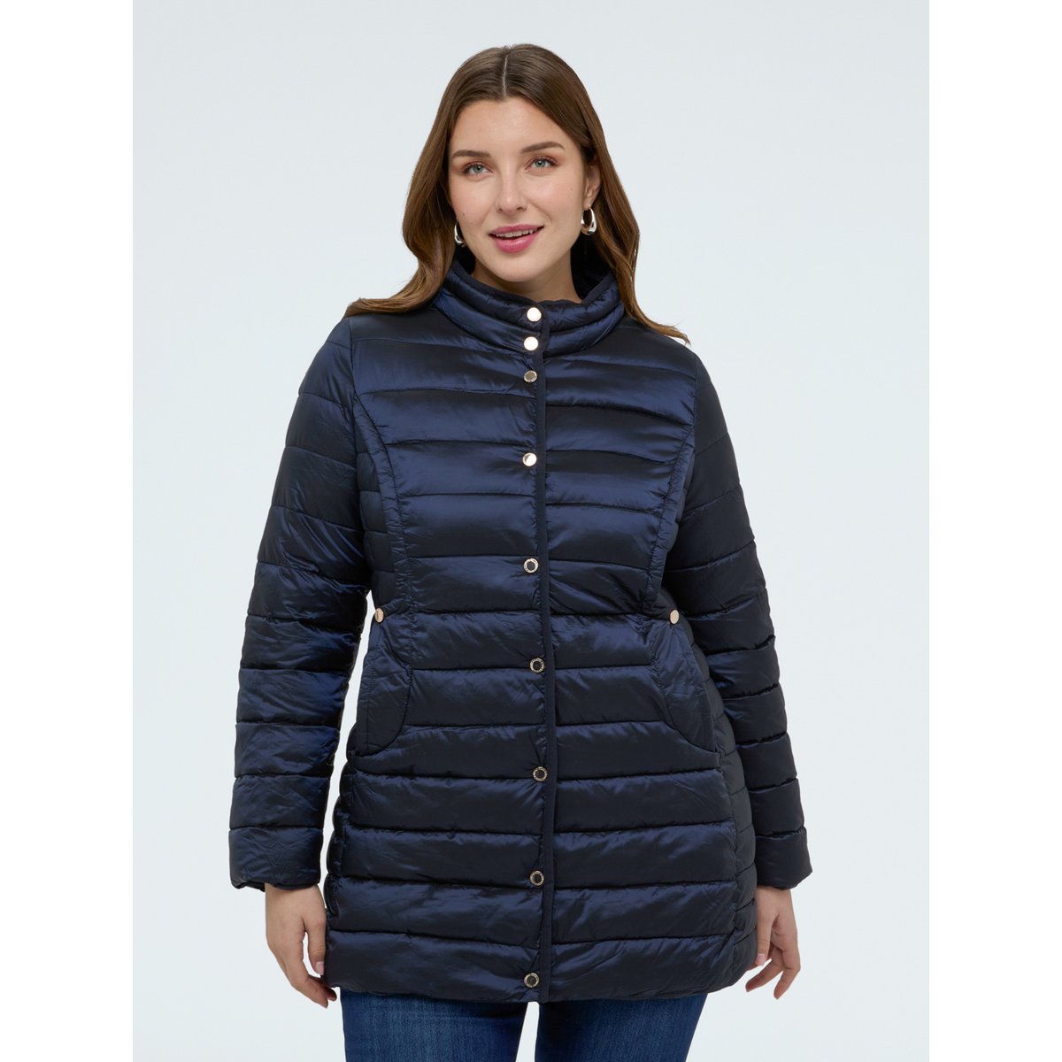 Veste matelassée rembourrée avec capuche amovible bleu, FIORELLA RUBINO
