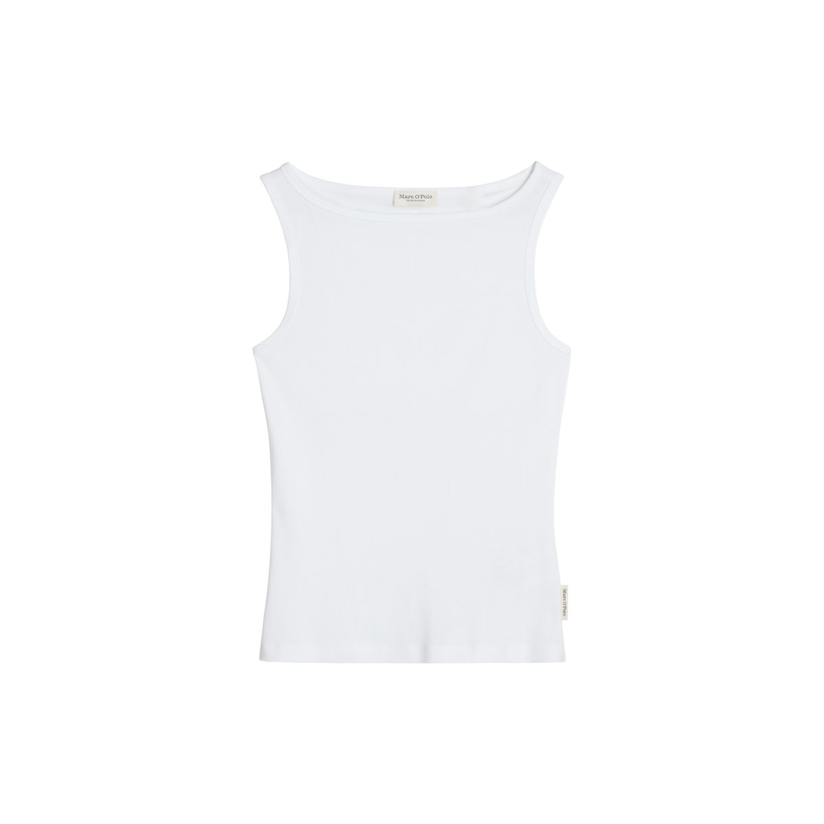 Débardeur regular en jersey de coton organique rib blanc, MARC O'POLO