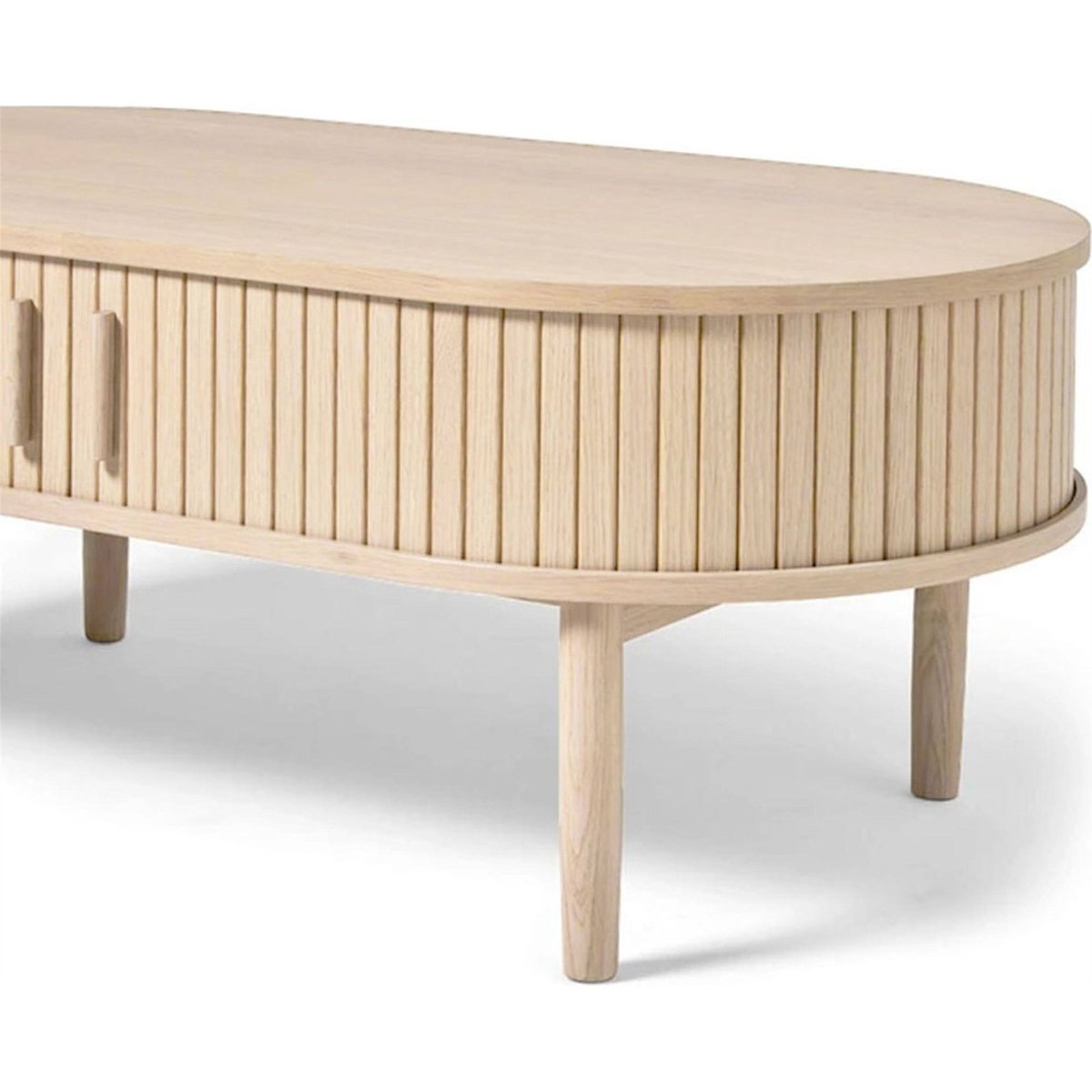 Table basse ovale bois avec rangement META chêne foncé, RECOLLECTION