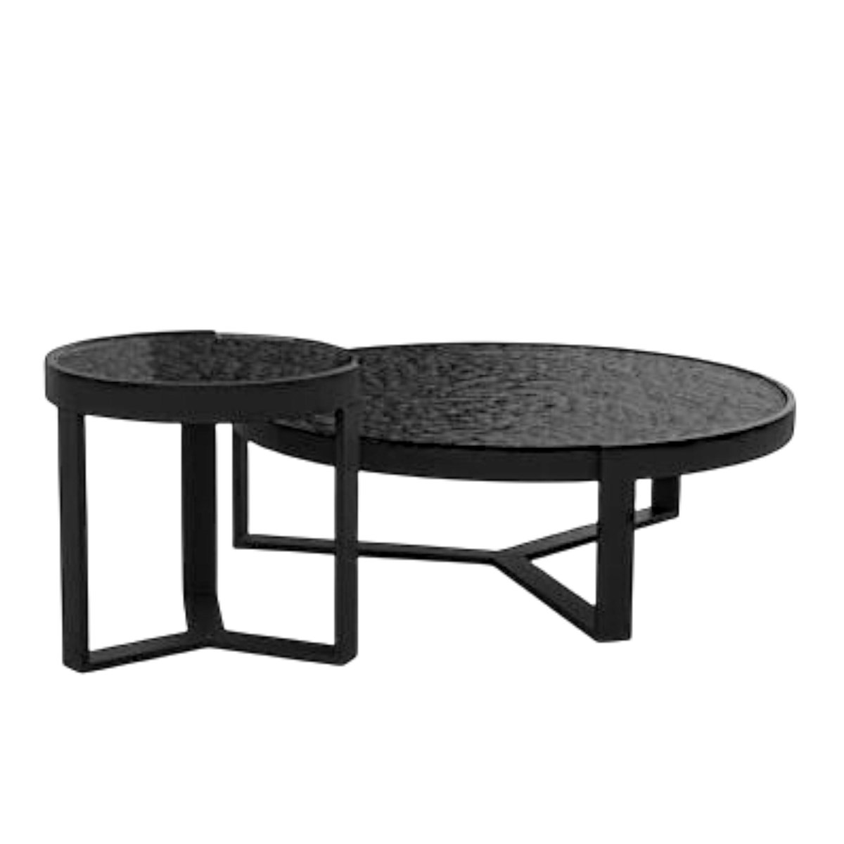 Table basse ronde en verre noir ondulé (lot de 2) LIGURIE noir, PIER IMPORT