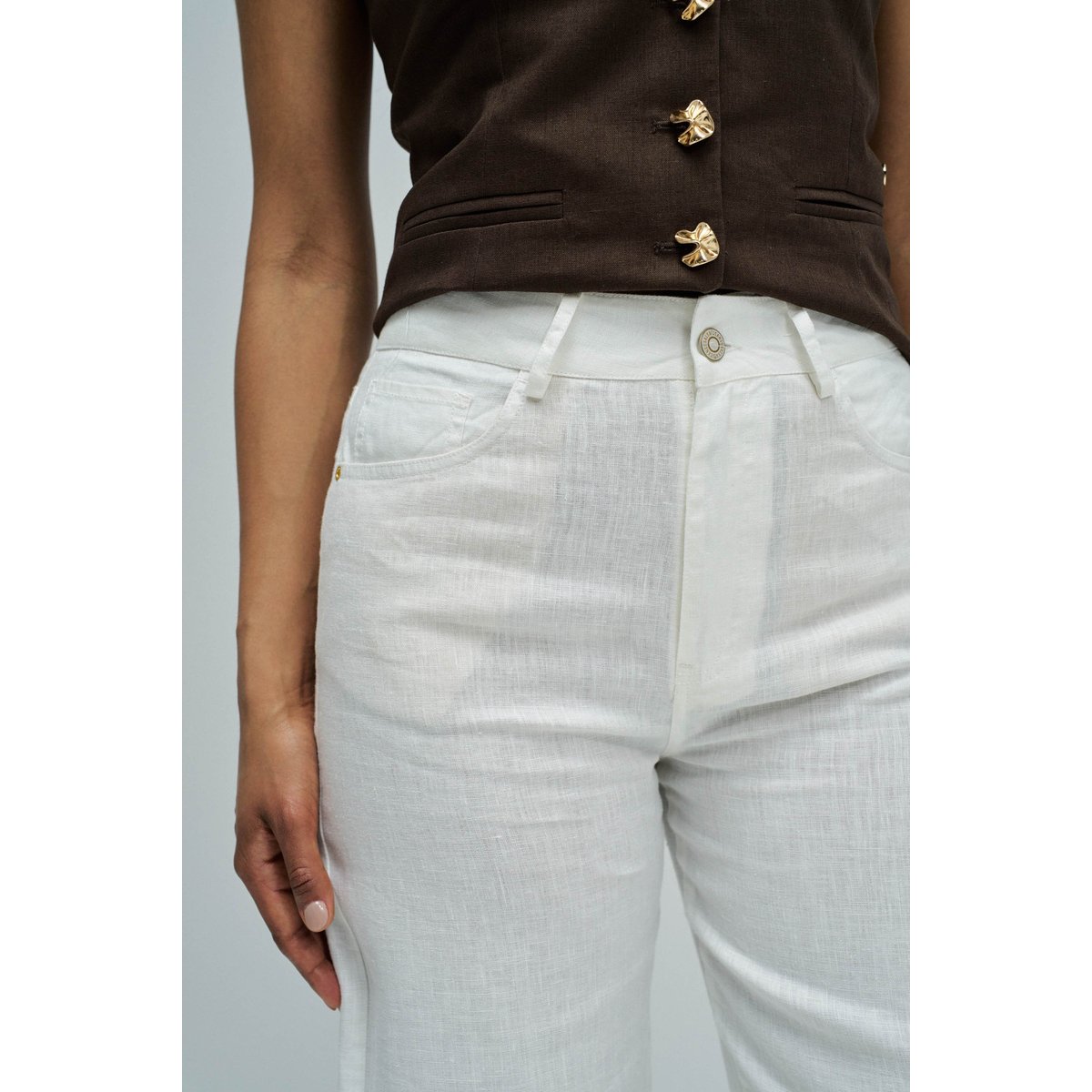PANTALONS EN LIN AVEC JAMBE WIDE blanc, SALSA JEANS