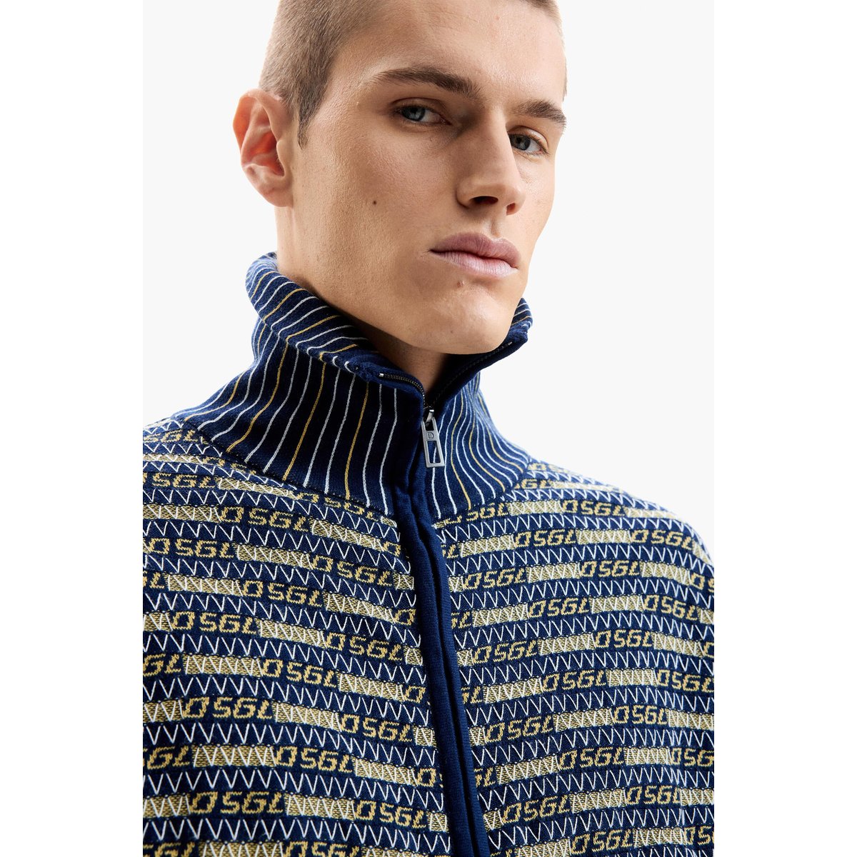 Pull à fermeture éclair rétro bleu, DESIGUAL