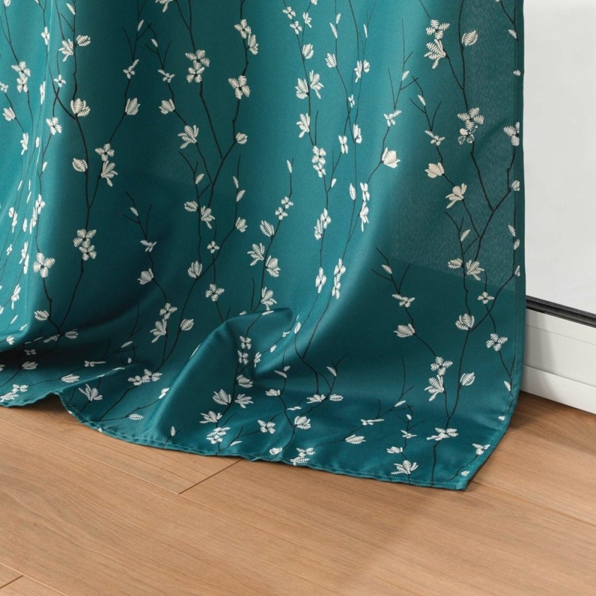 Rideau à œillets 140x260 Sakura émeraude bleu, DECORATIE