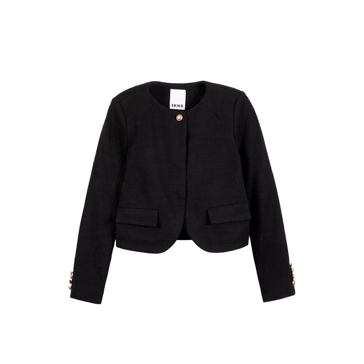 Veste carrée effet tweed noir, IKKS
