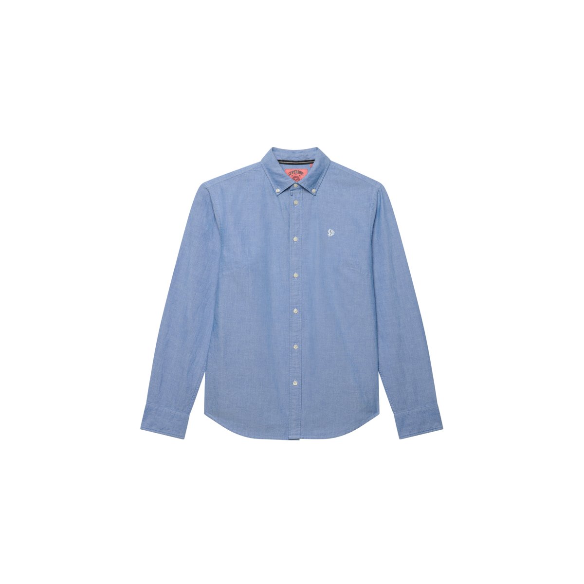 Chemise Oxford Slim Manches Longues bleu azur chambray oxford, SUPERDRY
