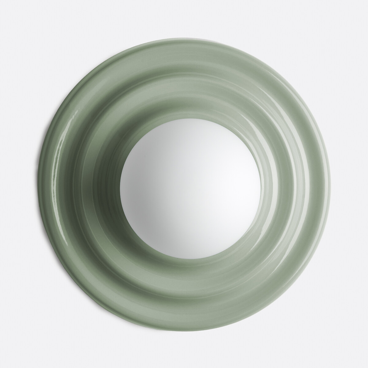 Applique ou plafonnier, ondulé, céramique verre opalin, diamètre 24,5 cm HOLI vert d'eau, LA REDOUTE INTERIEURS