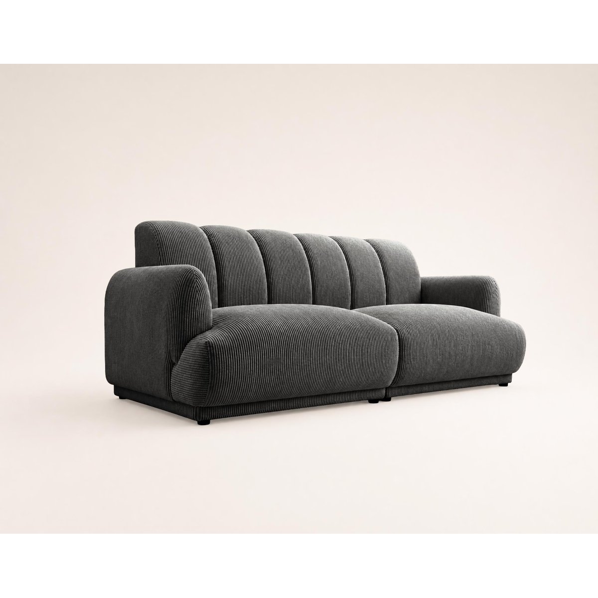 Luigi - Canapé droit 3 places en velours côtelé gris, BEST MOBILIER