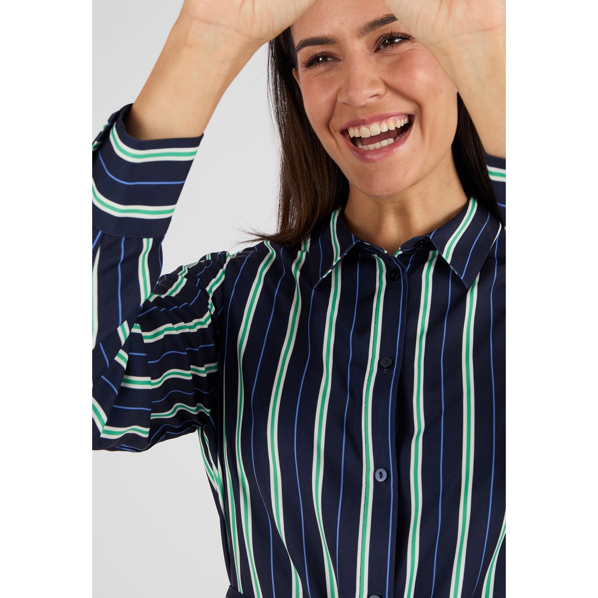 Robe-chemisier rayée bleu marine rayé, DAMART