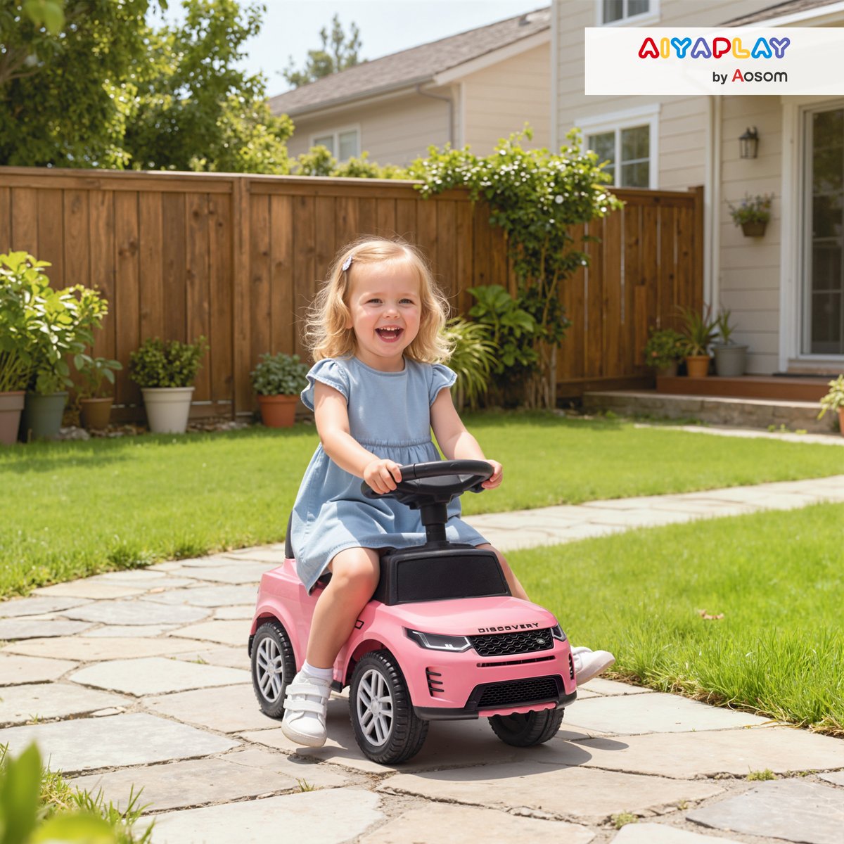 Voiture à glissière pour enfants PP et acier rose, AIYAPLAY