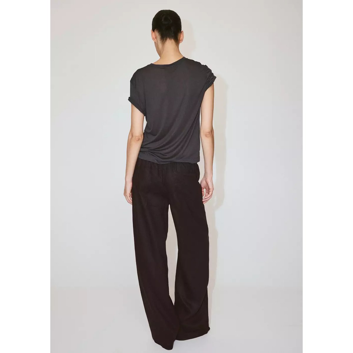 Pantalon lin nœud chocolat, MANGO