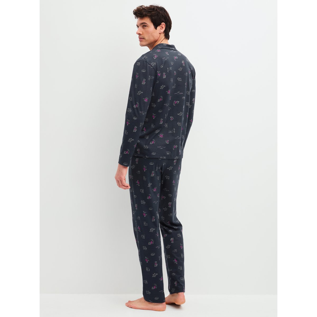 Pyjama boutonné manches longues Coton FAMILY & FRIENDS saphir foncé, CALIDA