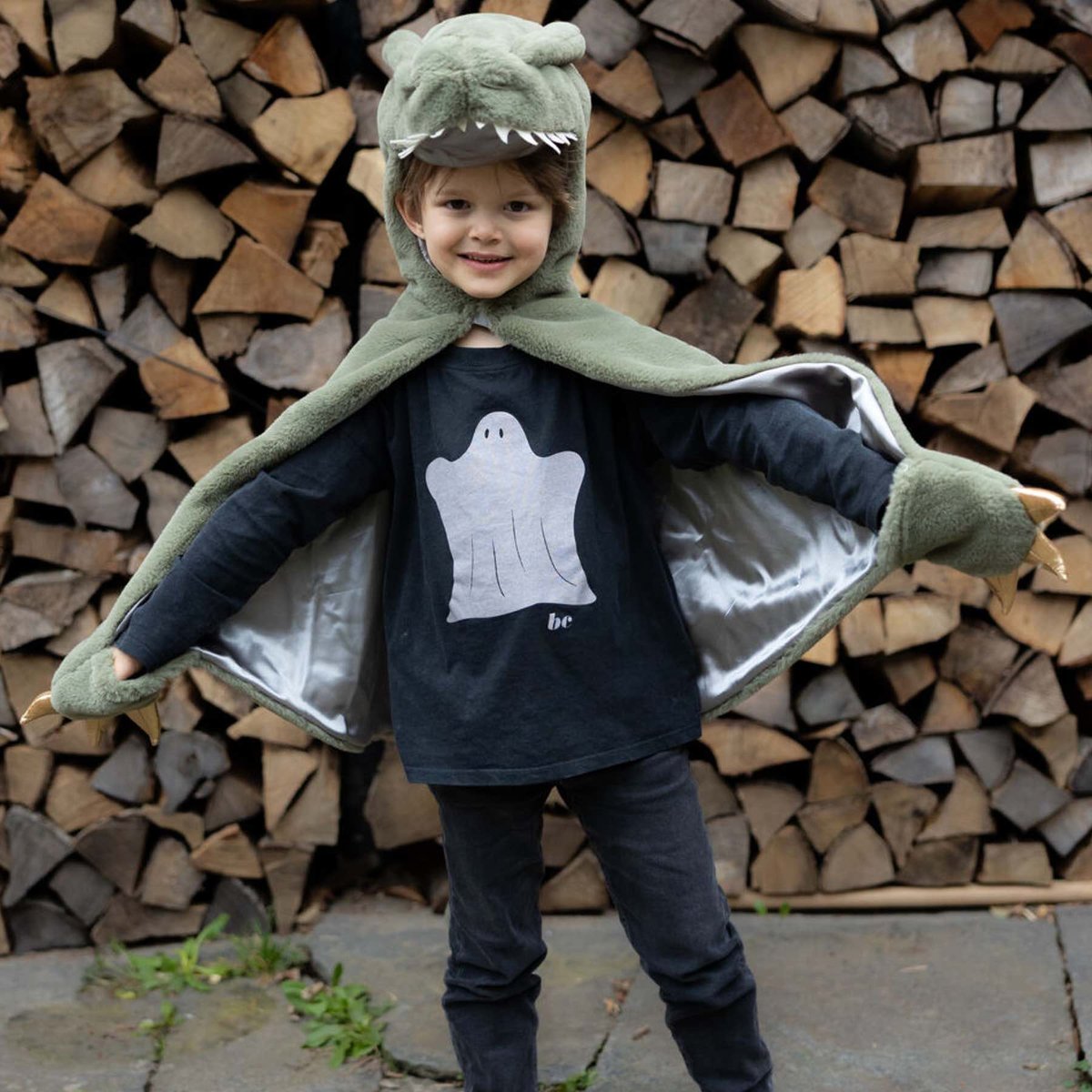 Déguisement enfant cape dinosaure T Rex toute douce vert, GREAT PRETENDERS