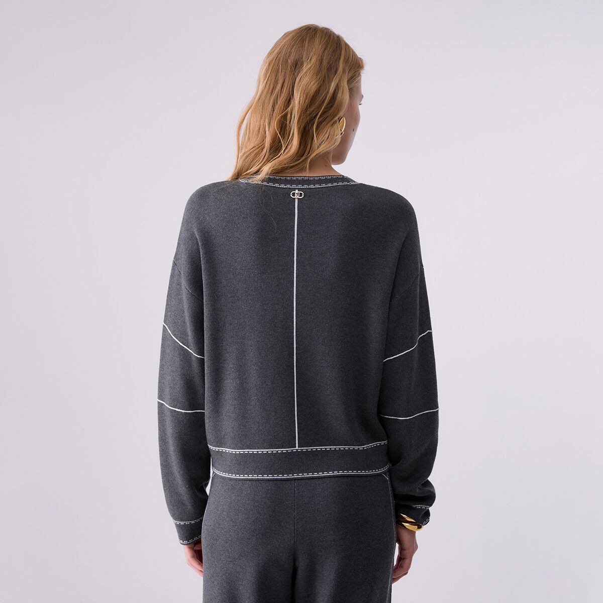 Pull avec surpiqûres gris, LIU JO