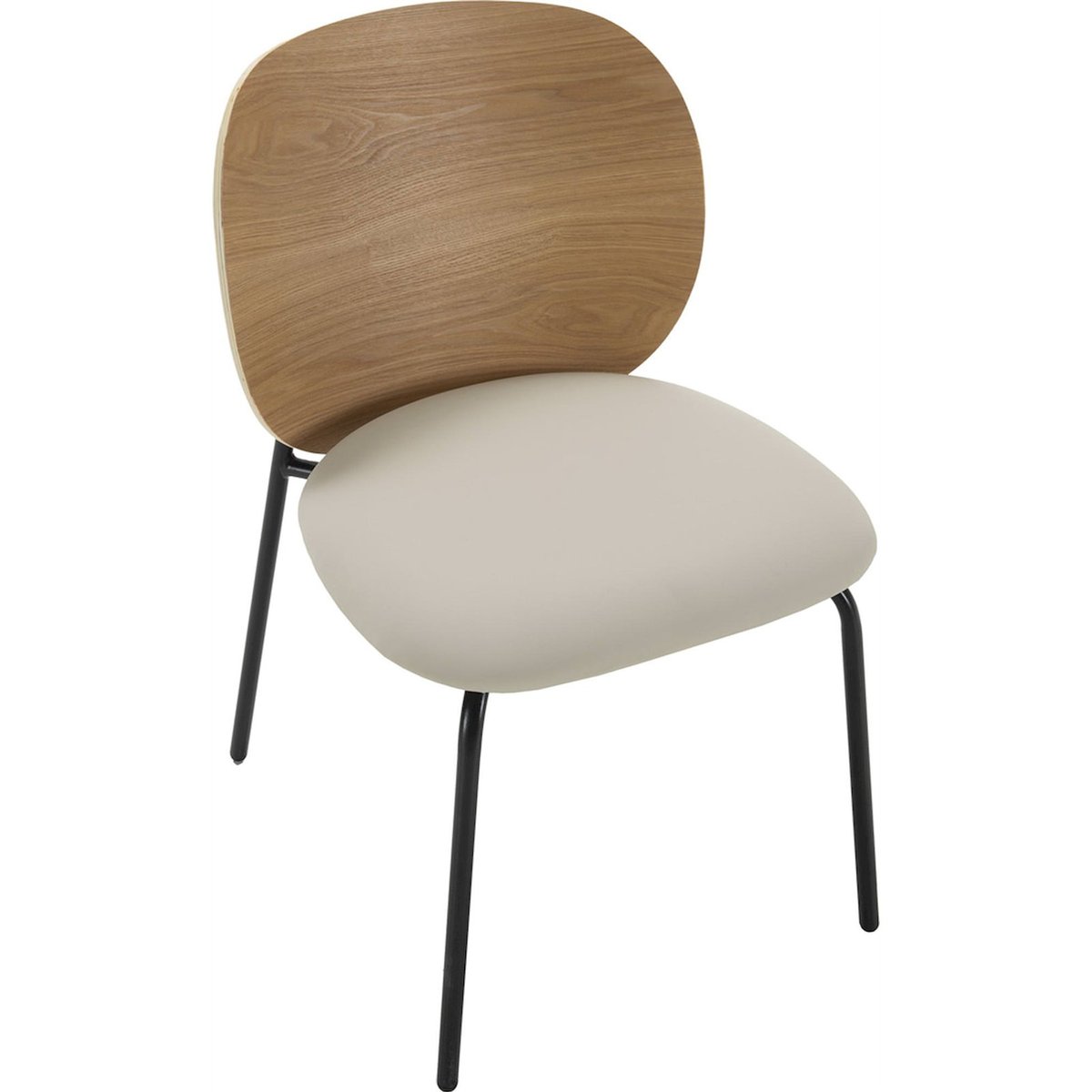 Chaise en frêne et tissu design moderne naturel, noir et beige, RECOLLECTION