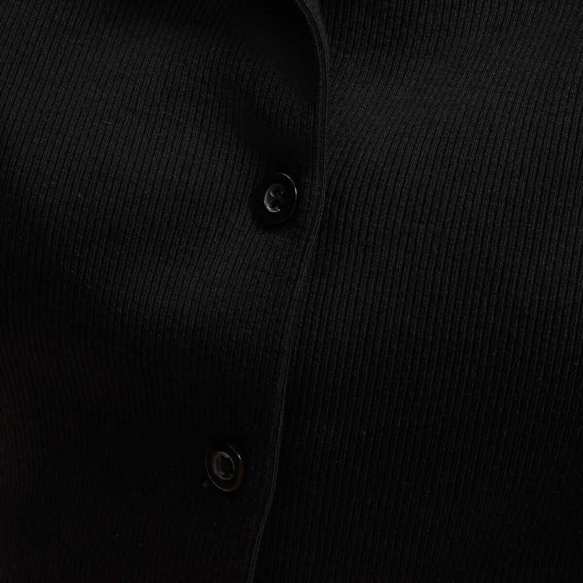 Short Sleeve Button-Down Crew Neck T-Shirt black, LA REDOUTE COLLECTIONS