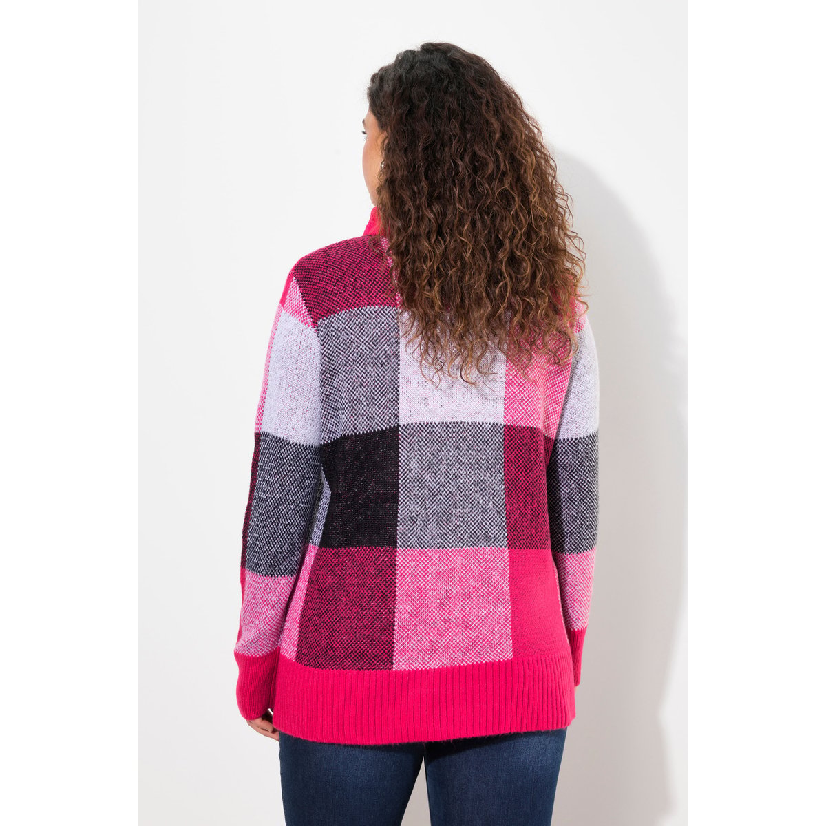 Pull à col montant et manches longues rose rouge, ULLA POPKEN