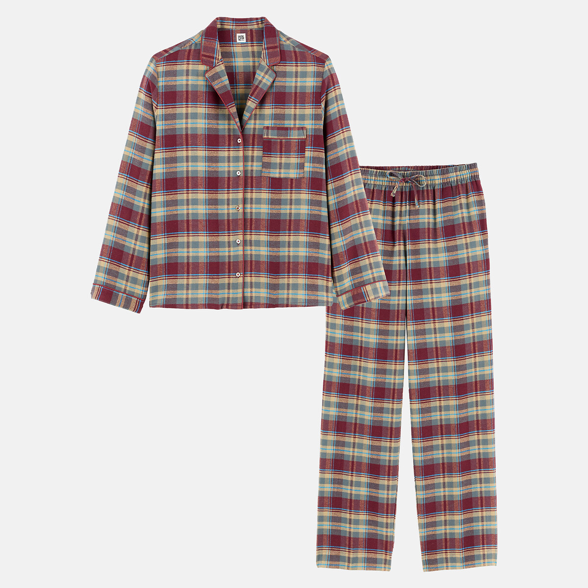 Pyjama 2 pièces en flanelle à carreaux carreaux bleu/vert, LA REDOUTE COLLECTIONS
