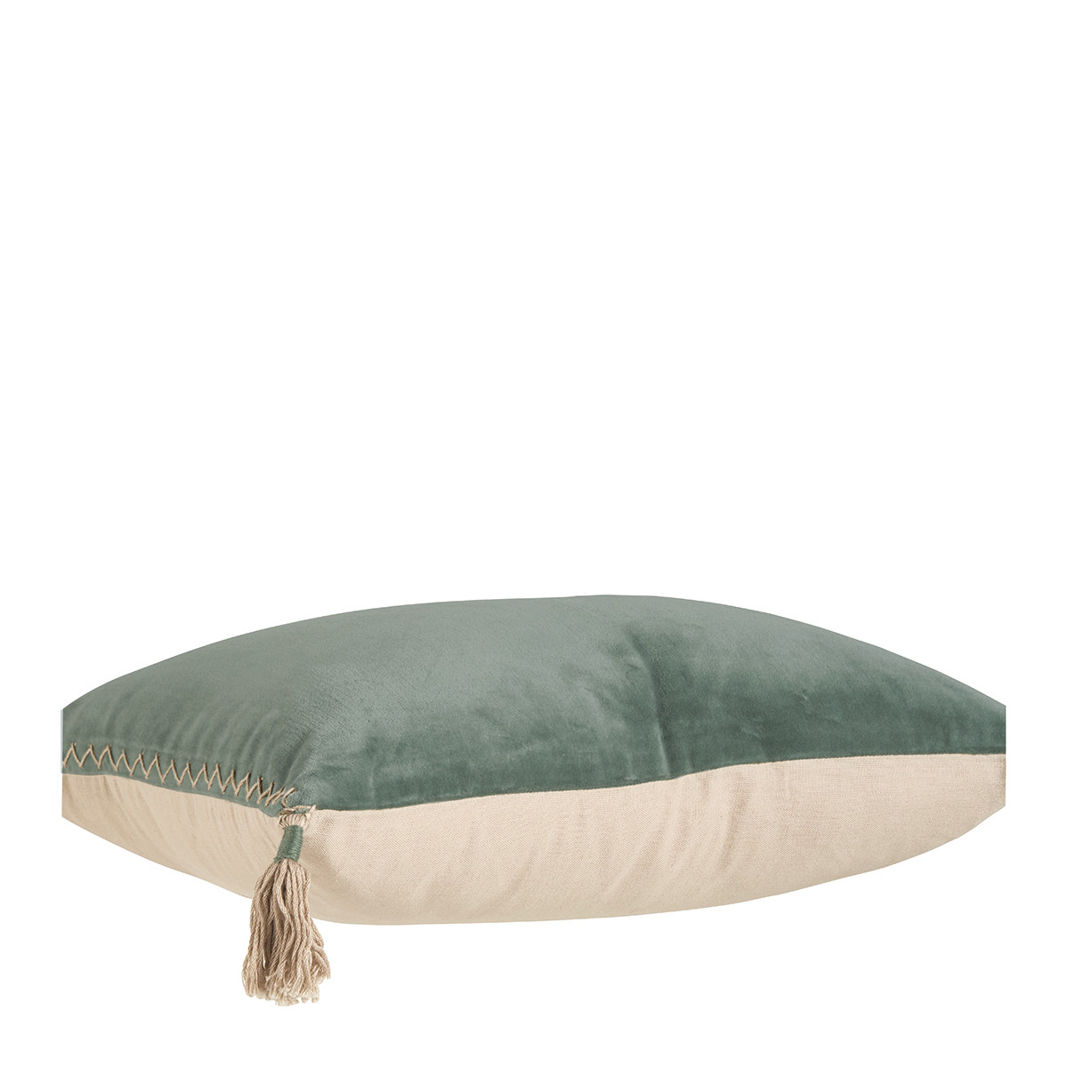 Housse de coussin en velours de coton céladon, BLANC D’IVOIRE