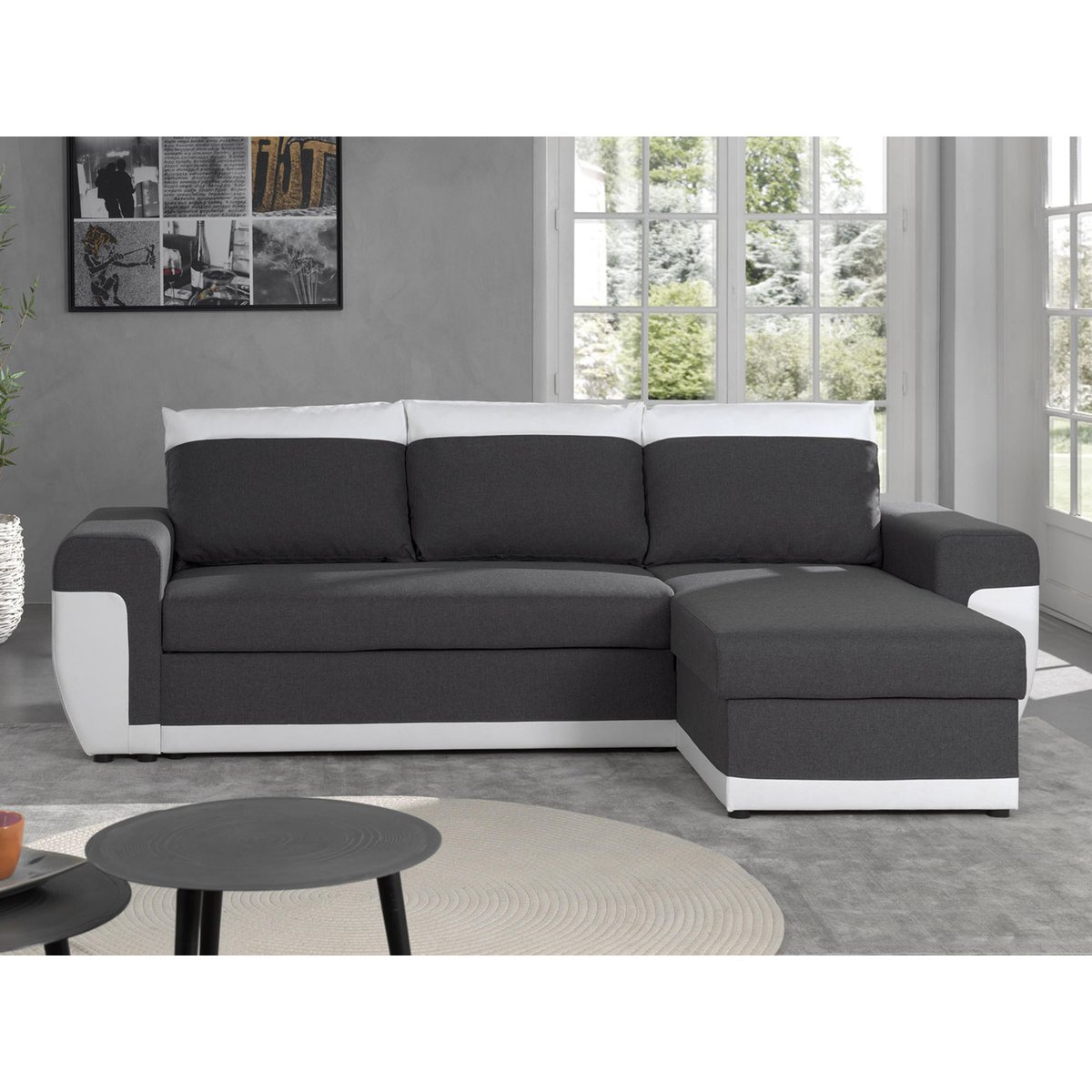 Canapé d'Angle réversible 4 places - MILAN blanc / gris, BEST MOBILIER