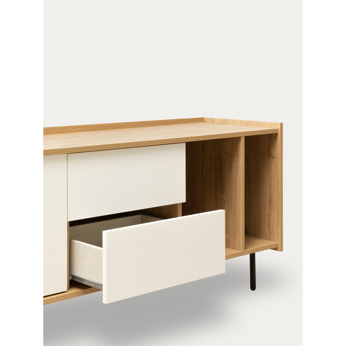 Meuble TV Mélamine - NADINE beige clair - blanc, KENAY