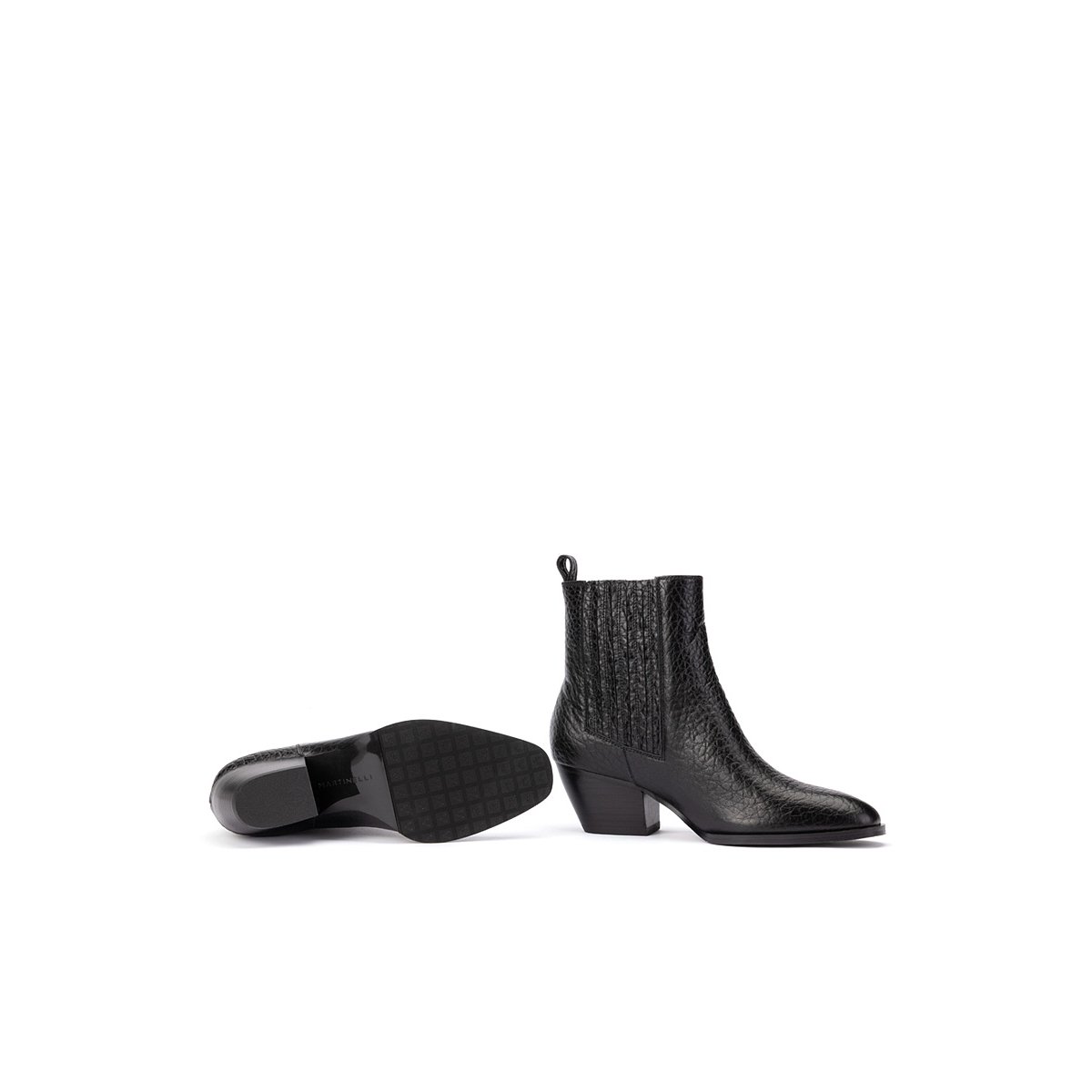 Bottines à talon cuir Jeanne black, MARTINELLI