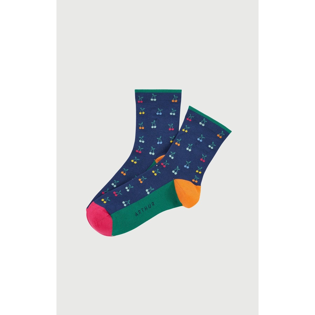 Chaussettes en coton imprimé Cerise marine, ARTHUR
