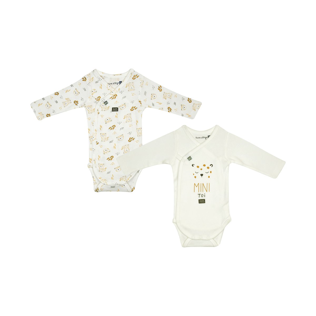 Lot de 2 bodies gust ouverture devant naissance beige, SUCRE D'ORGE