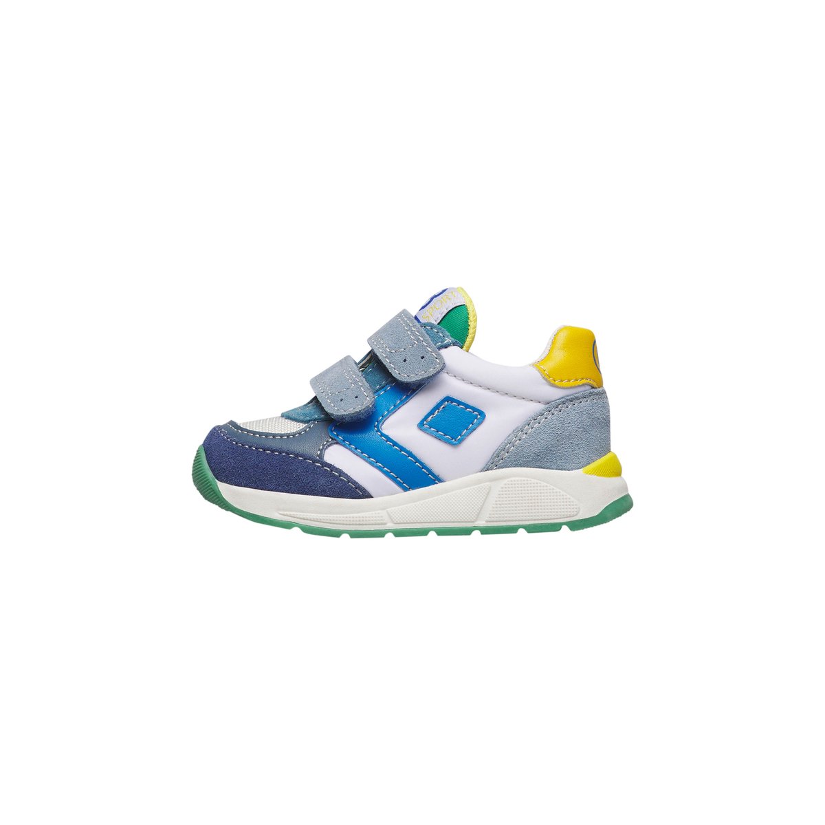 Sneakers en cuir et tissu NORALIS VL. bleu-blanc, FALCOTTO