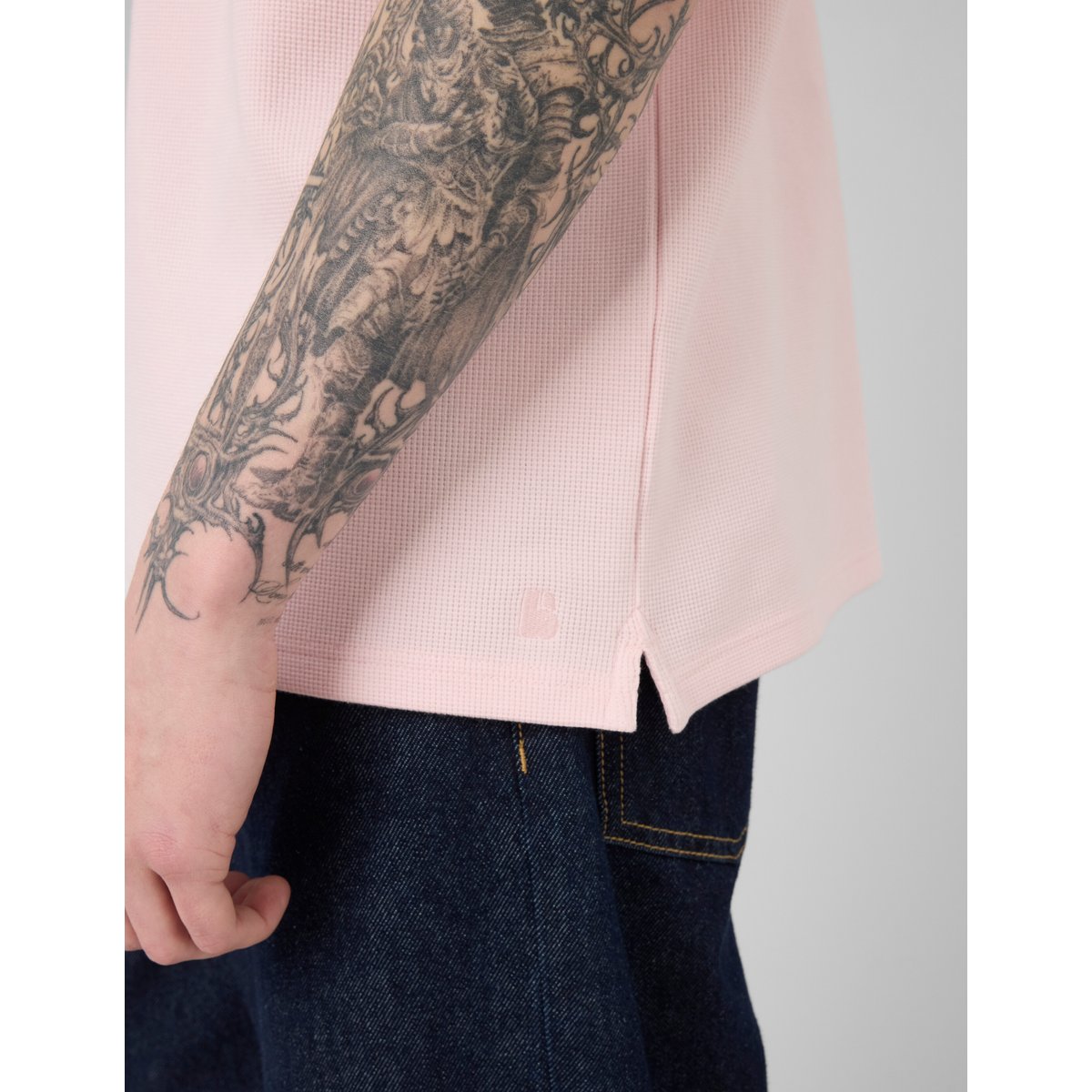 Polo matière gaufrée rose, BZB