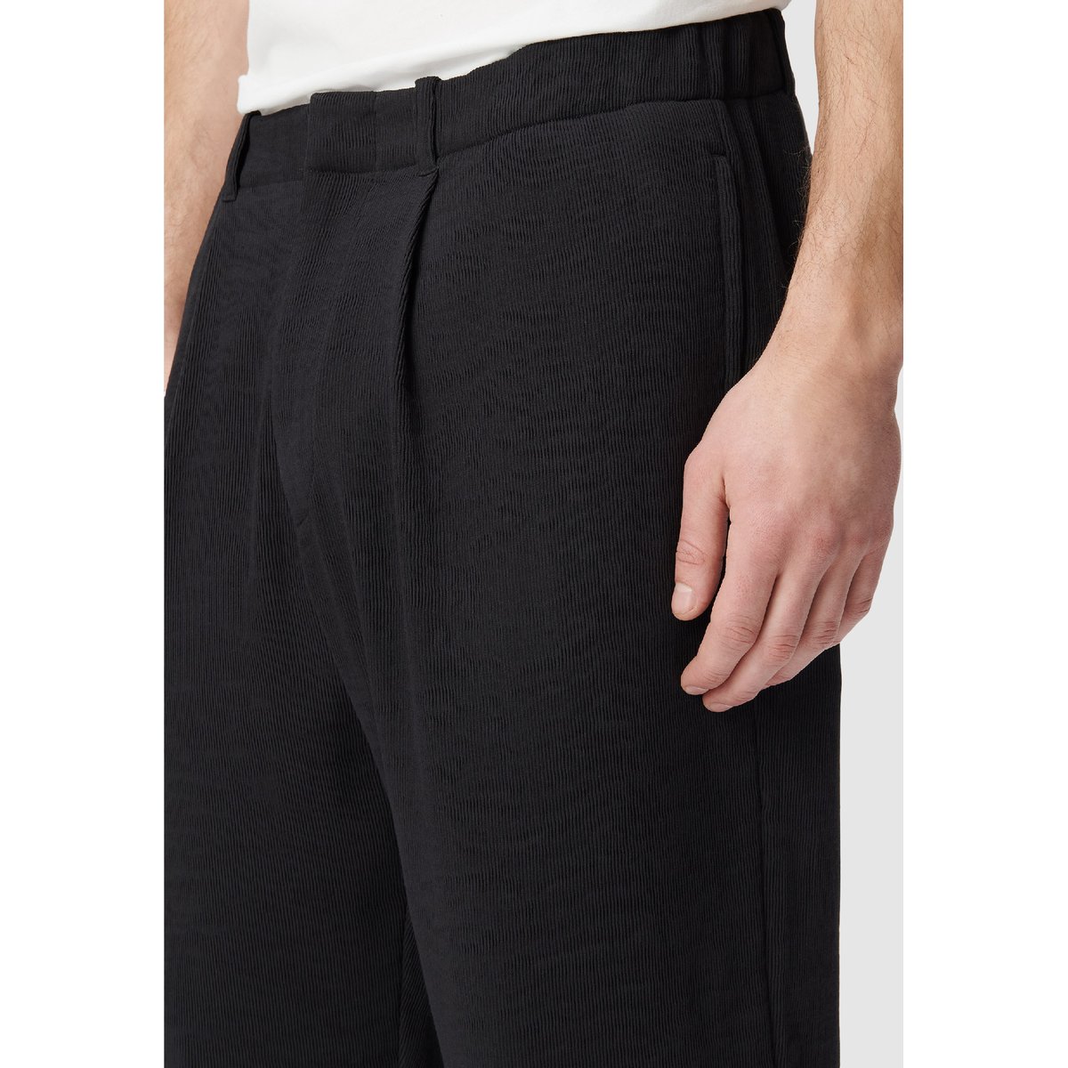 Pantalon tissu plissé noir, IKKS