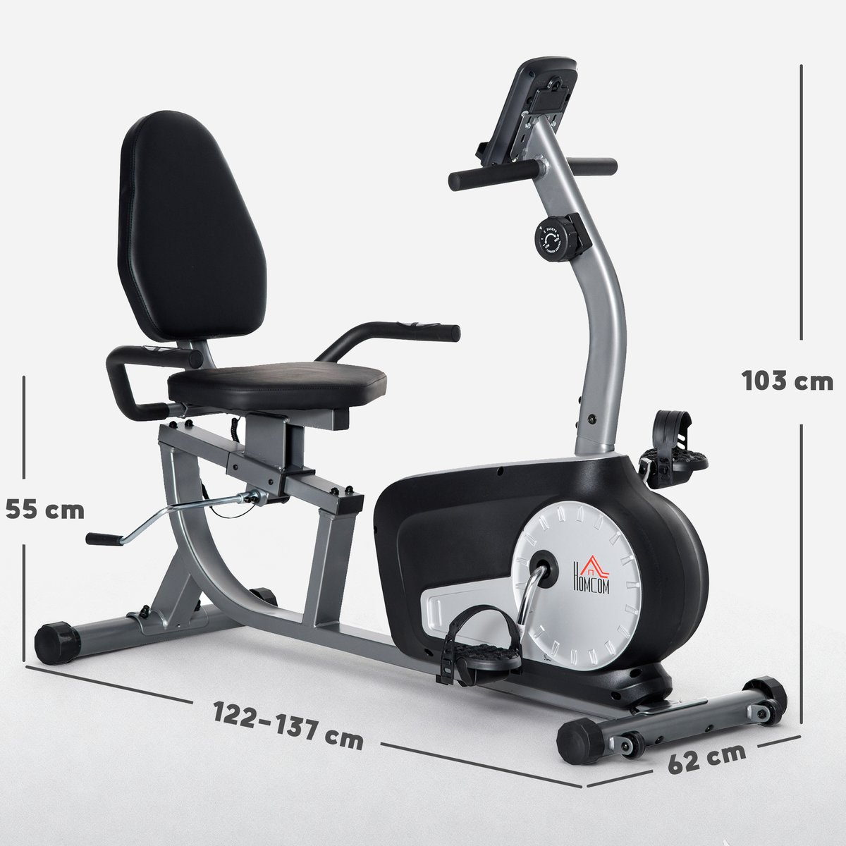 Vélo d'appartement magnétique Acier Gris noir, HOMCOM
