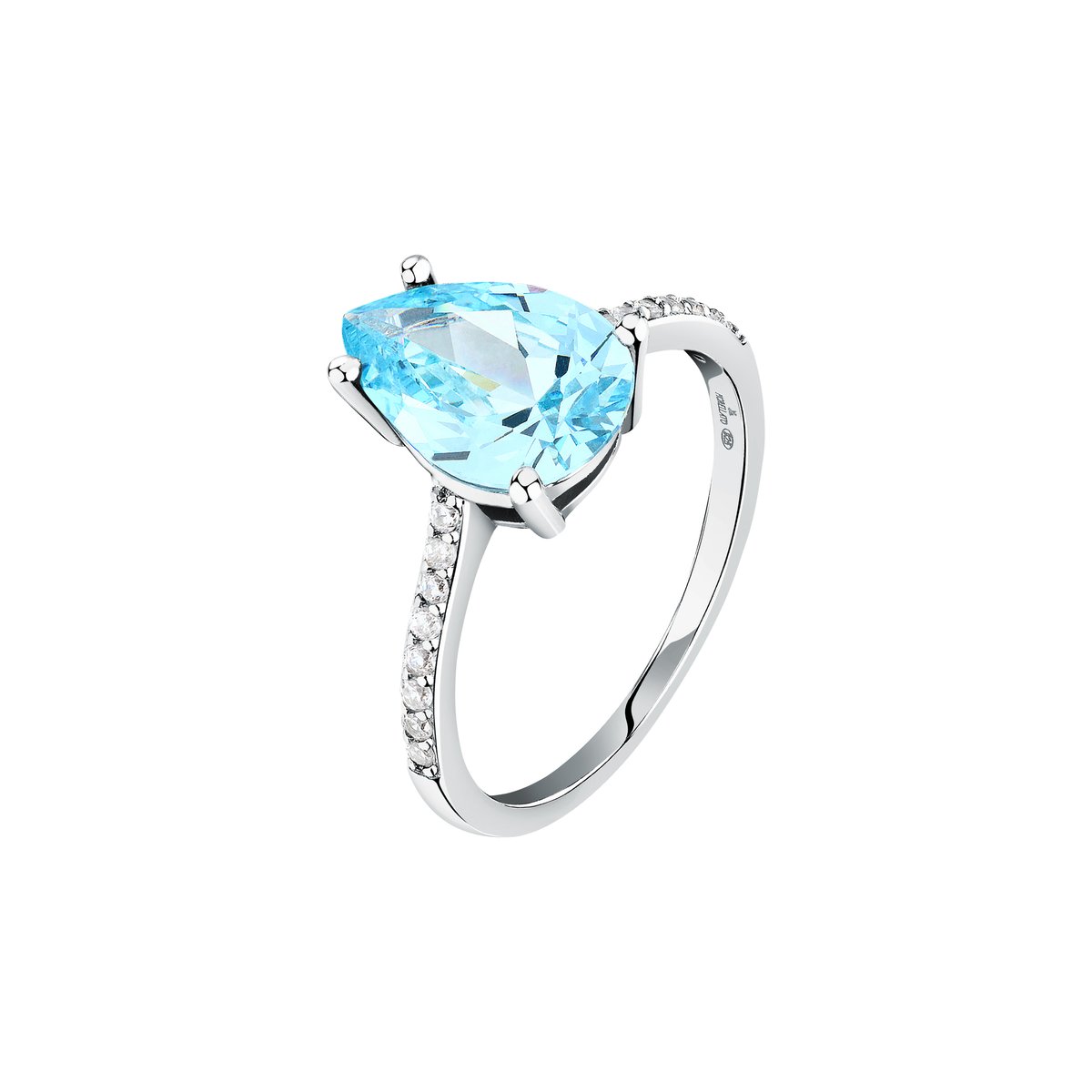 Bague en acier, cristaux, TESORI argent, bleu clair, MORELLATO