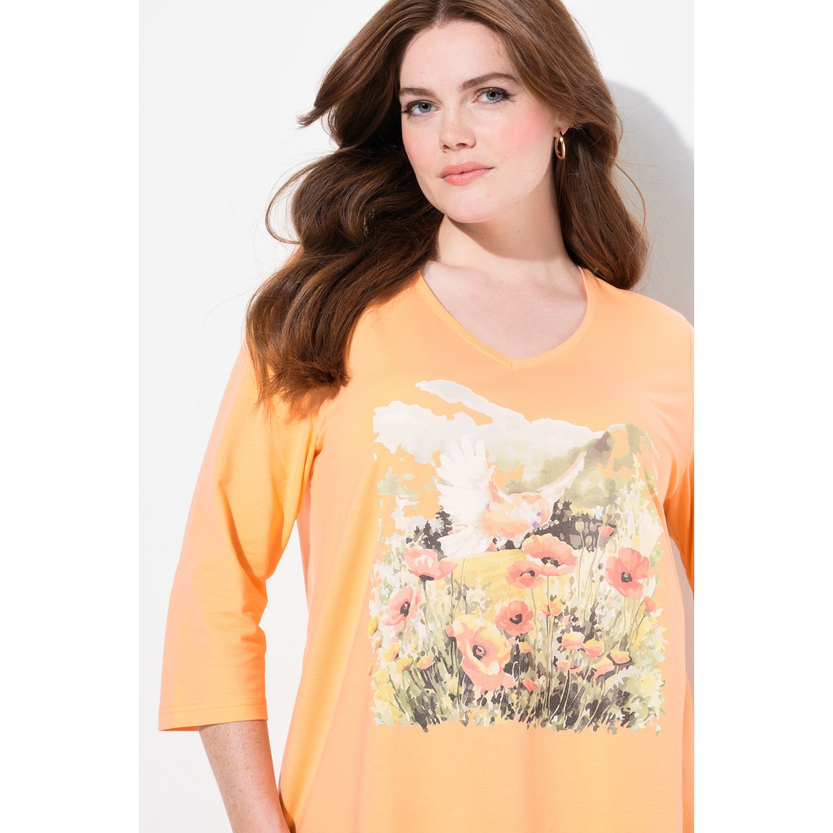 T-shirt imprimé nature abricot, ULLA POPKEN