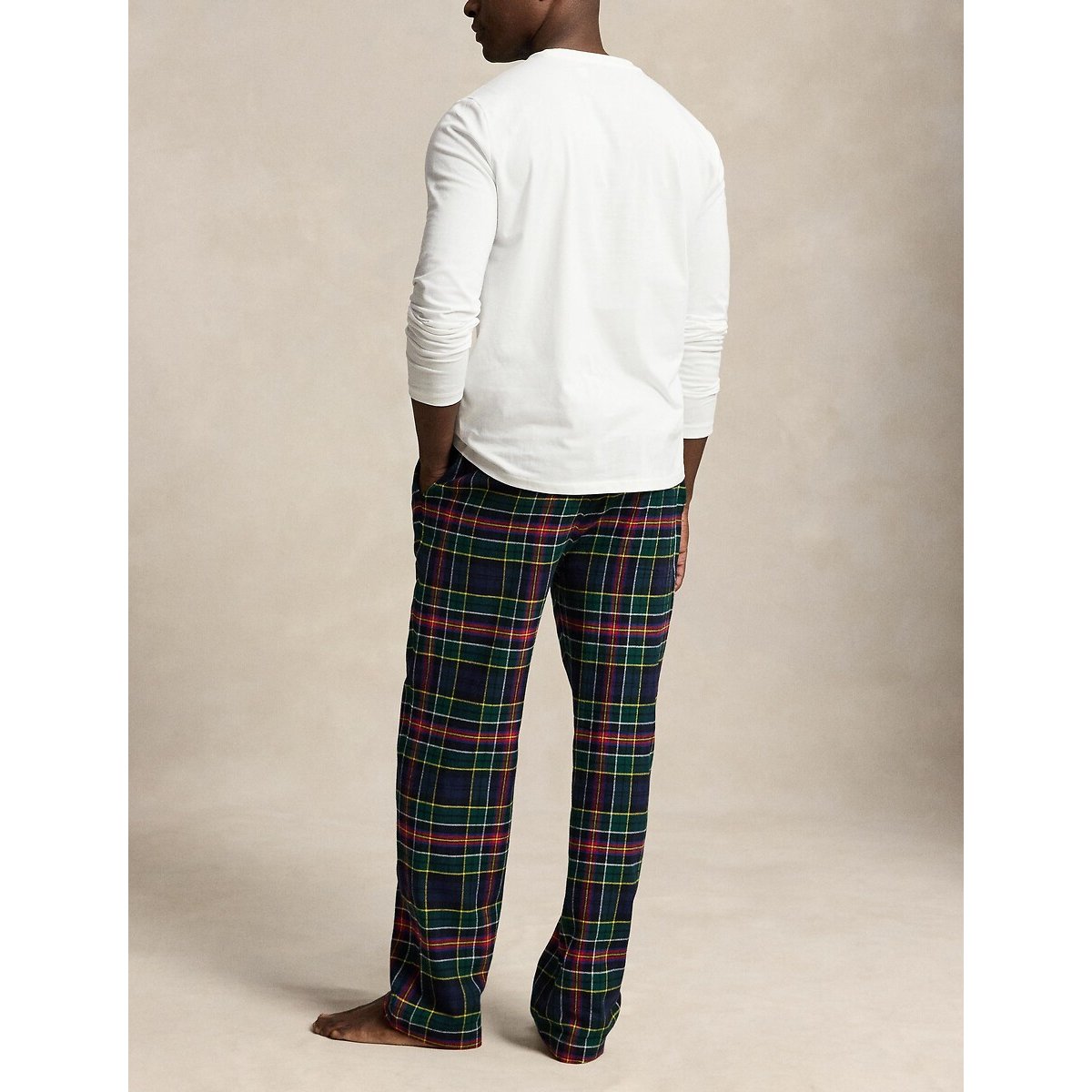Pijama de punto y franela de tartán blanco/verde/azul marino, POLO RALPH LAUREN