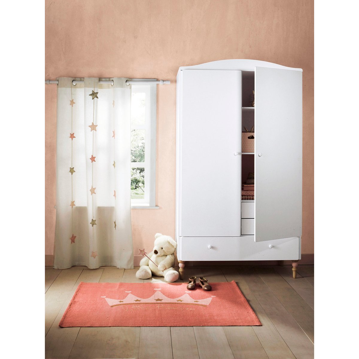 Rideau tamisant Magie rose rose, VERTBAUDET