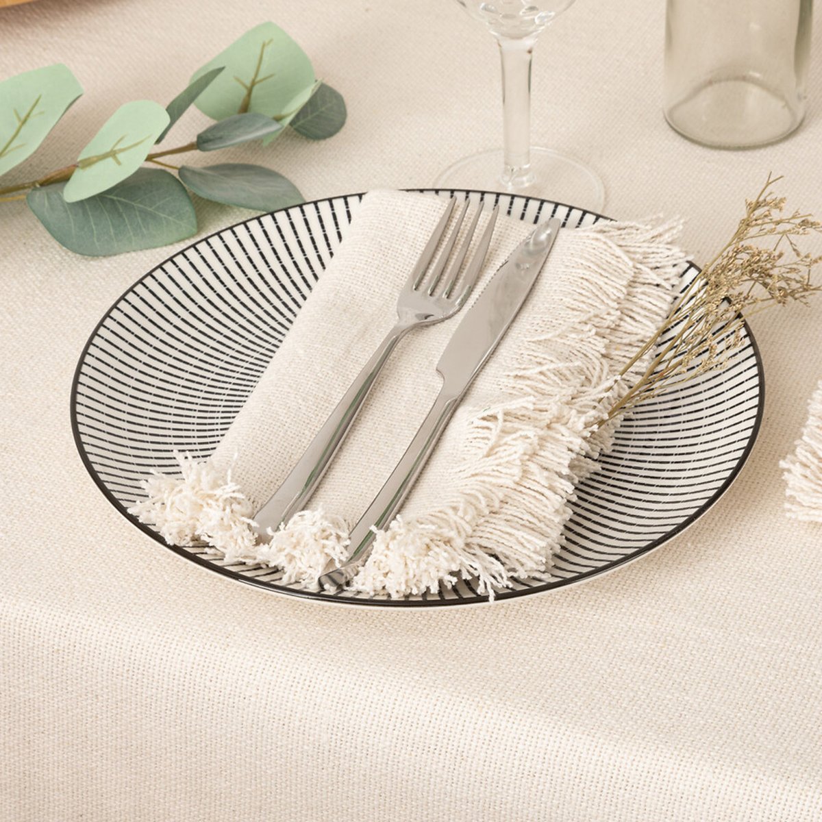 Lot de 2 serviettes de table MAHA gris, ATMOSPHERA
