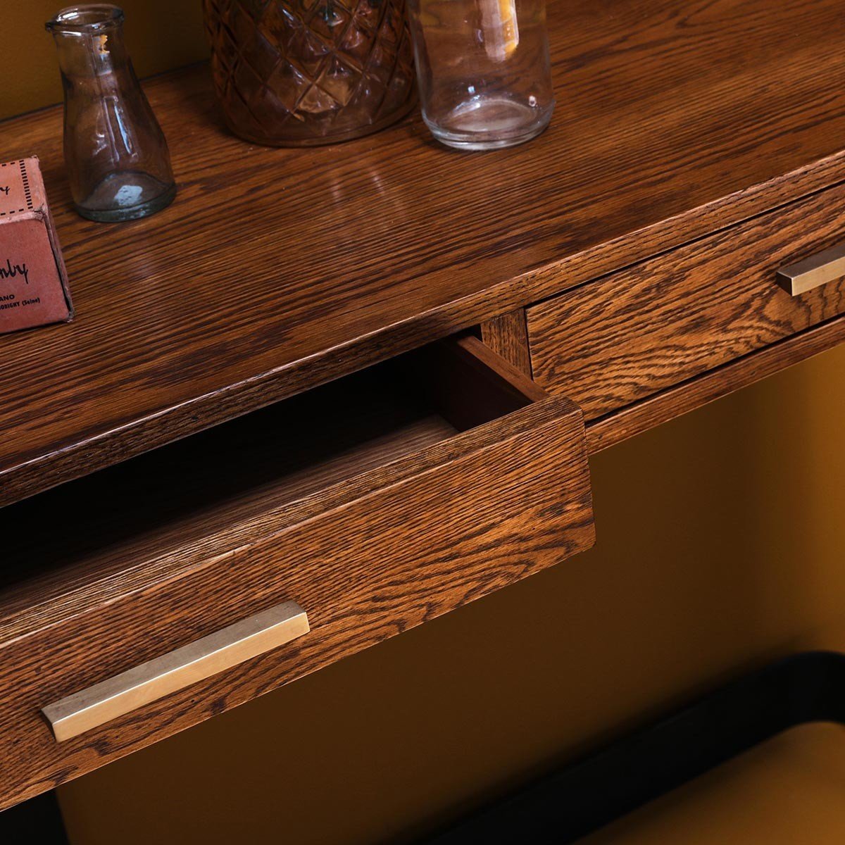 Console d'entrée en métal et chêne véritable bois clair, SIGNATURE