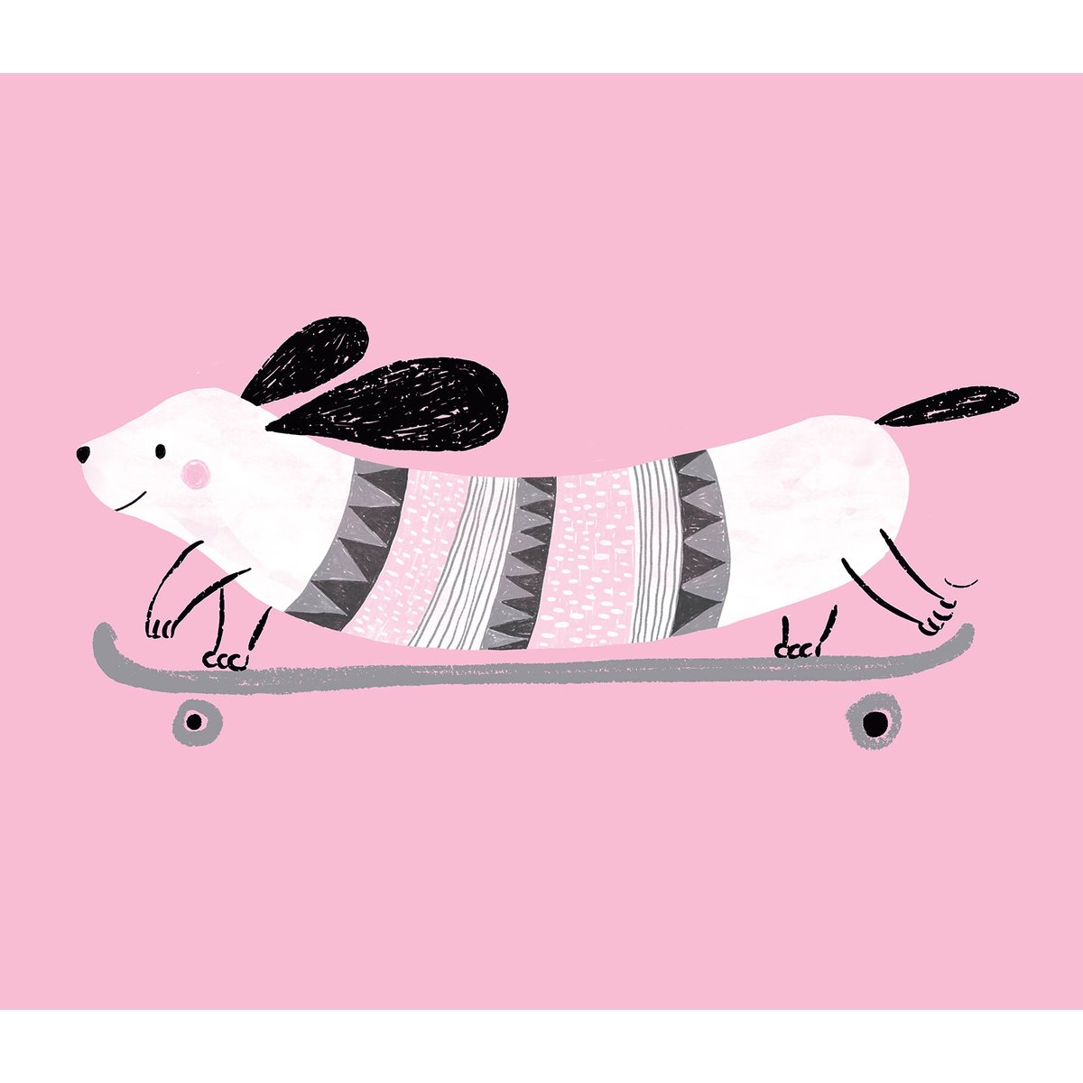 Papier peint enfant chien sur une skate intissé, HEXOA