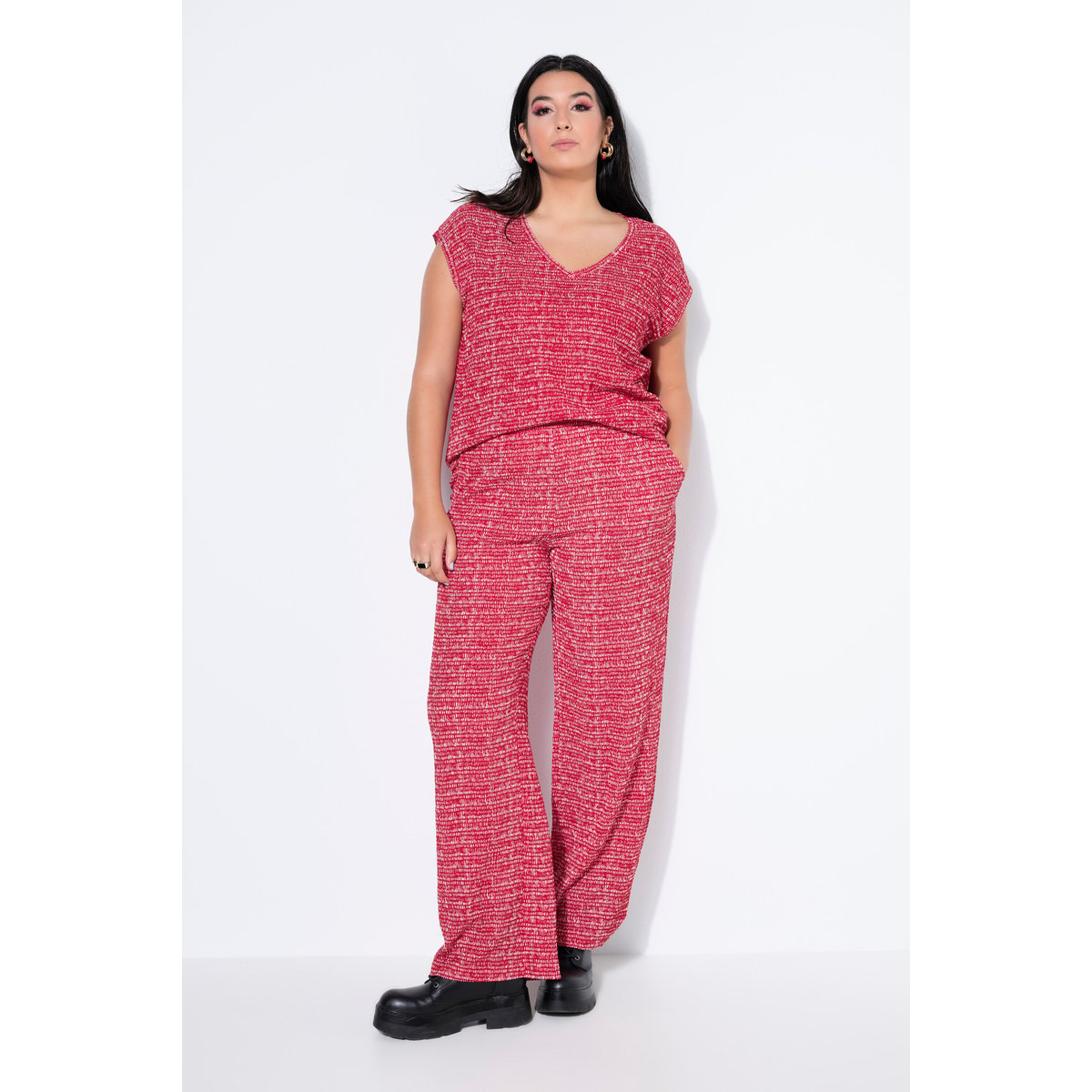 Pantalon large à taille élastique rouge pomme, STUDIO UNTOLD