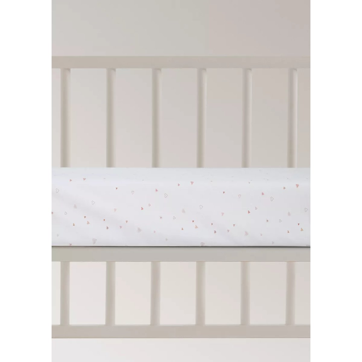 Drap-housse berceau 100 % coton cœurs nude, MANGO HOME