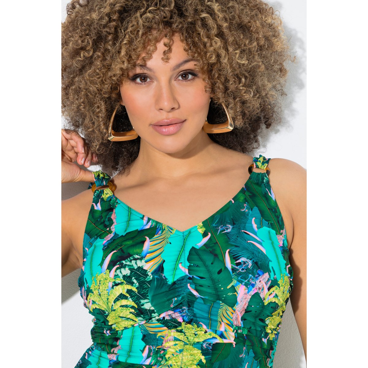 Maillot de bain avec fronces et vert turquoise, ULLA POPKEN