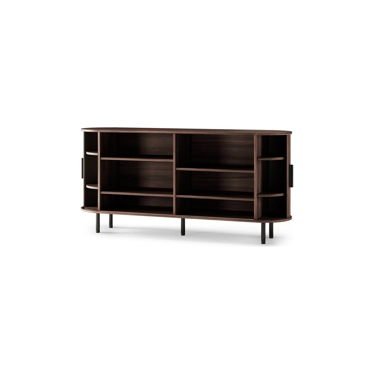 Buffet arrondi à lamelles collection EPIQUE noyer foncé et noir, RECOLLECTION