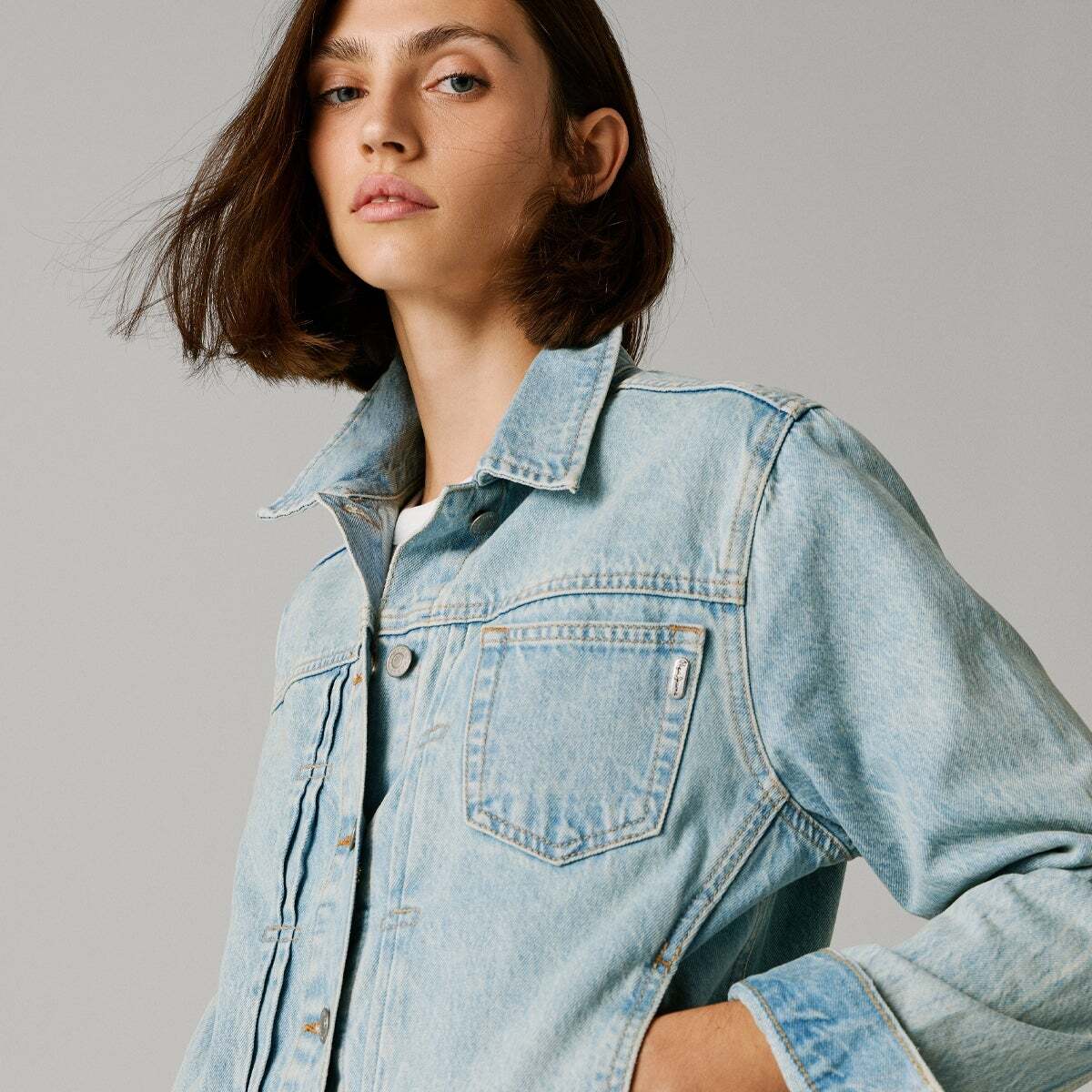 Veste Coupe Regular En Denim javel vintage, PEPE JEANS