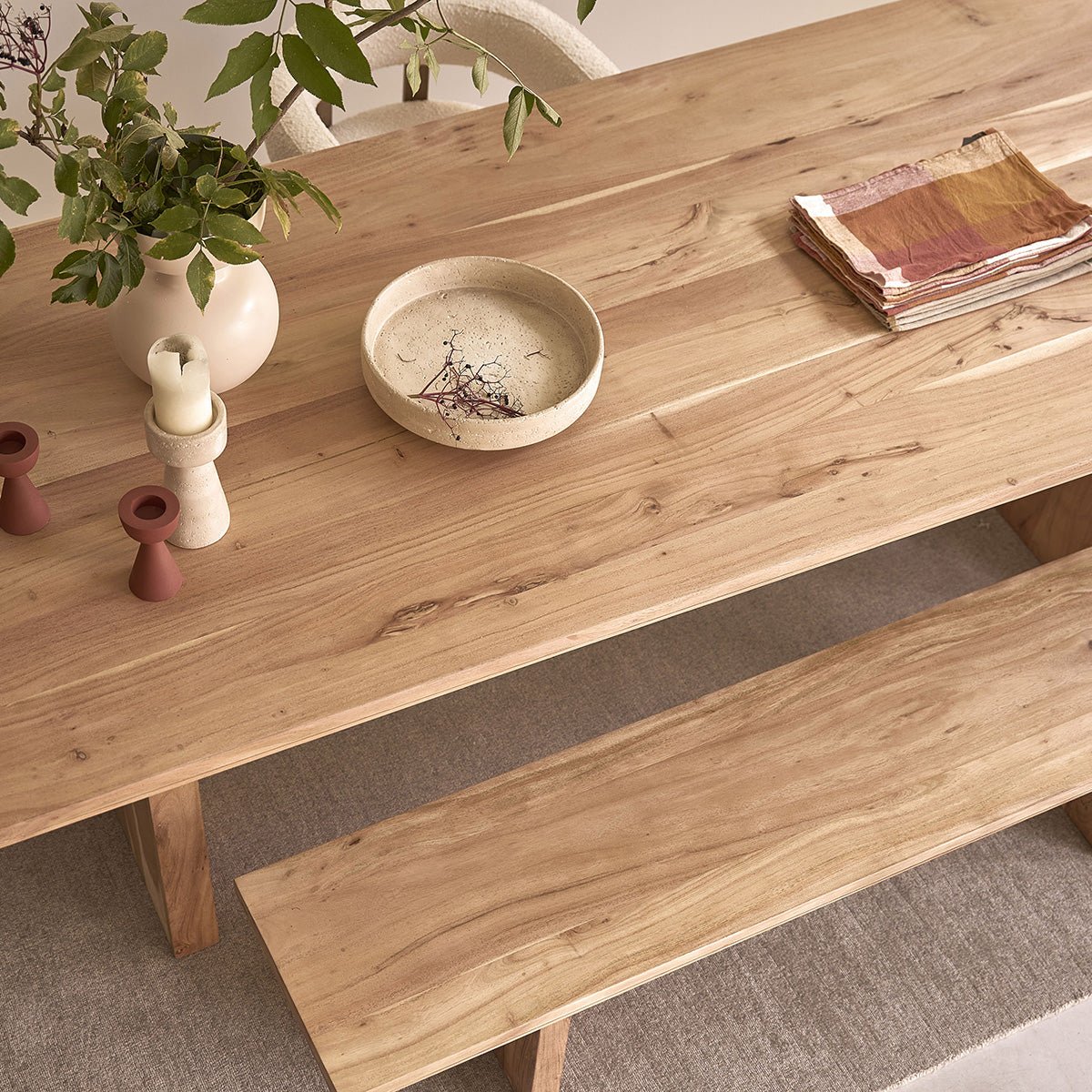 Table à manger en acacia massif 8 pers. CALI couleur unique, BERAH GETAH