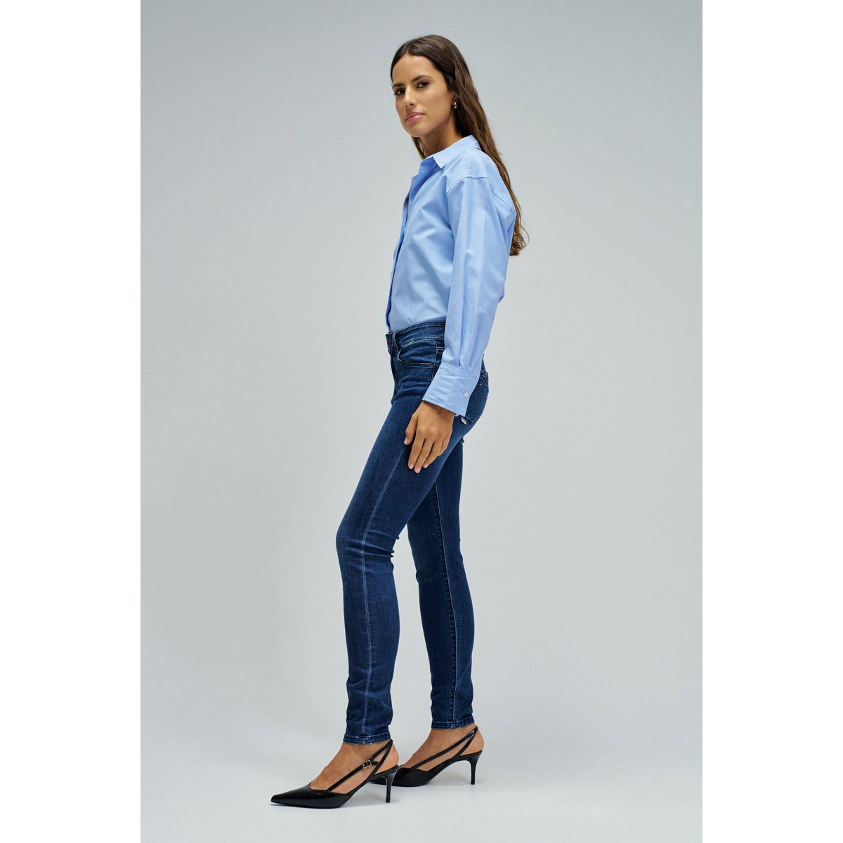 JEAN WONDER PUSH UP SKINNY bleu denim, SALSA JEANS
