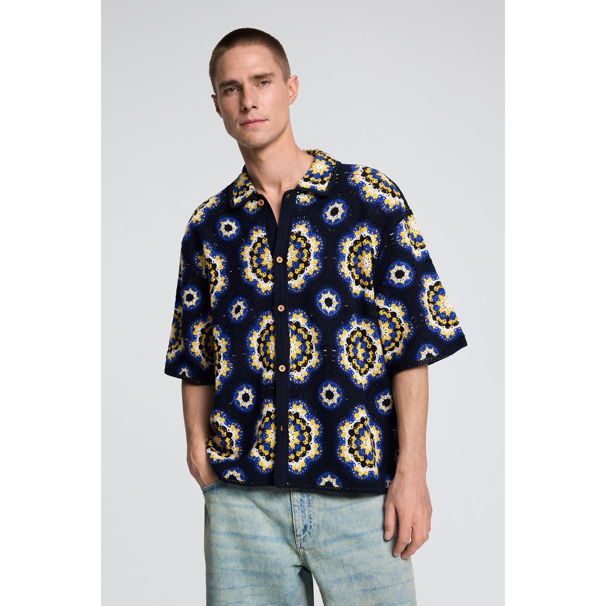 Chemise en crochet bleu, DESIGUAL