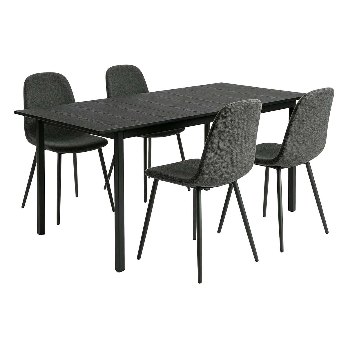 Ensemble de table à manger extensible à allonge avec 4 chaises, BARICHARLTON gris foncé, MEUBLES COSY