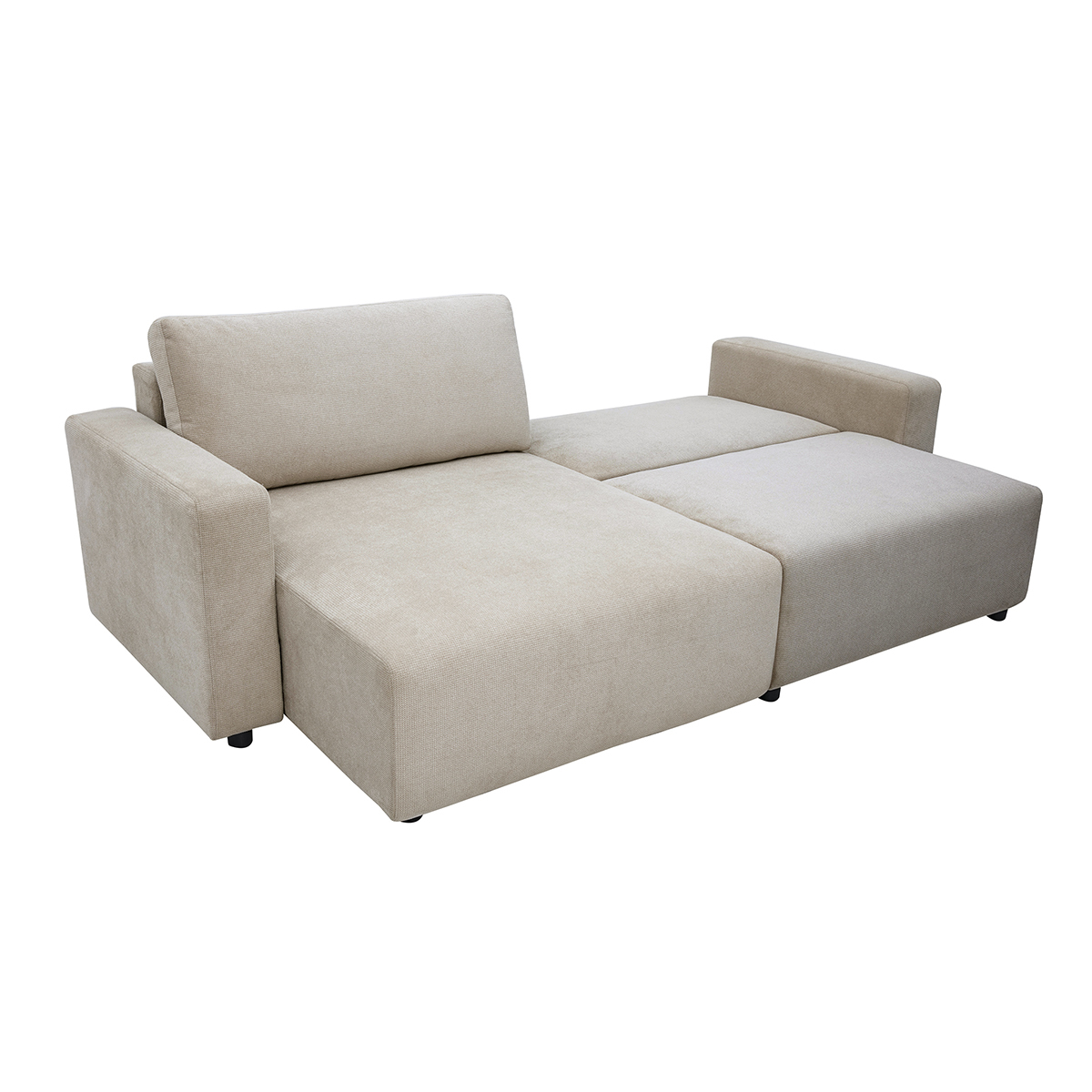 Canapé d'angle convertible réversible avec coffre 3-4 places en tissu chenille beige NESTO beige, MILIBOO