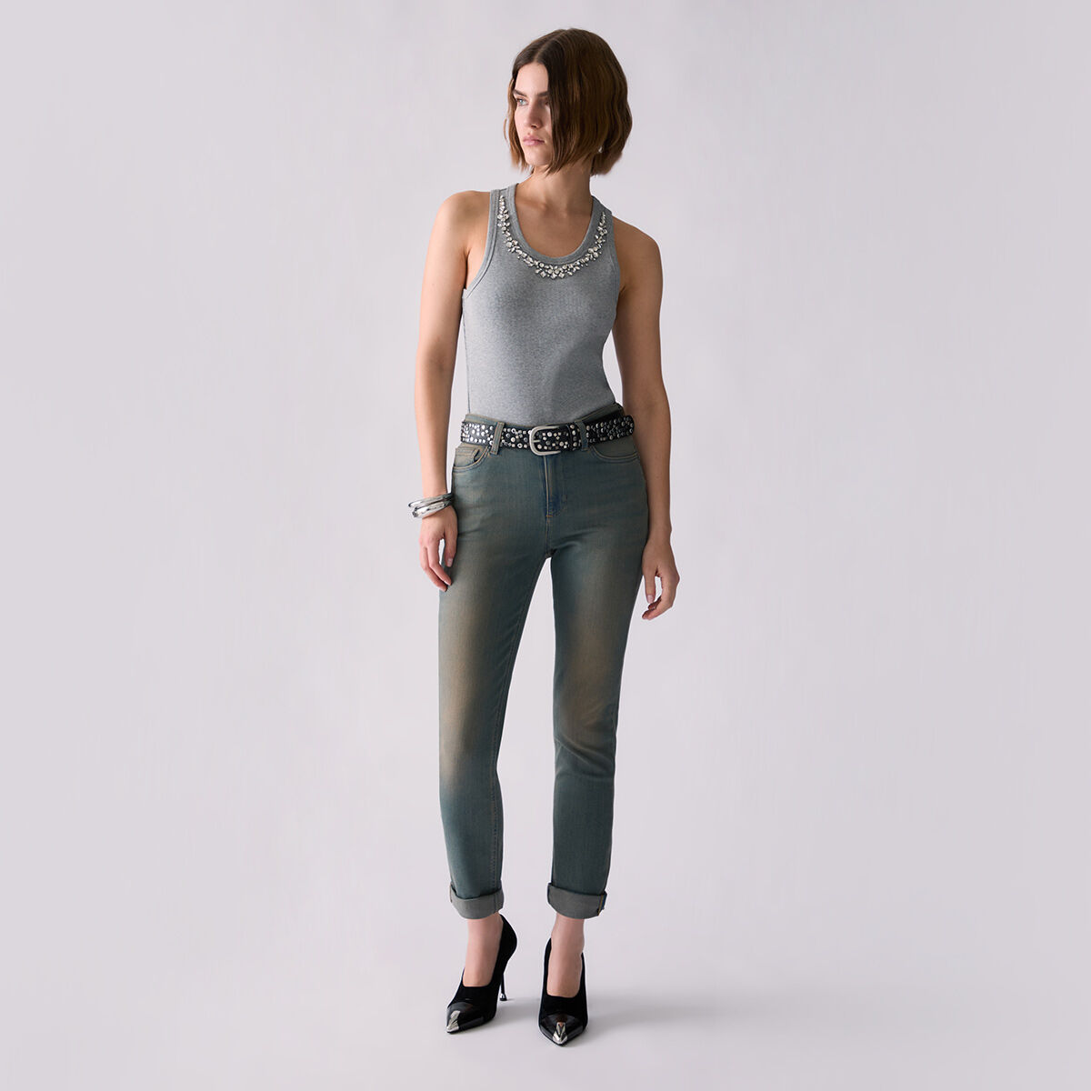 Jean skinny cropped Amazing Fit denim bleu, LIU JO