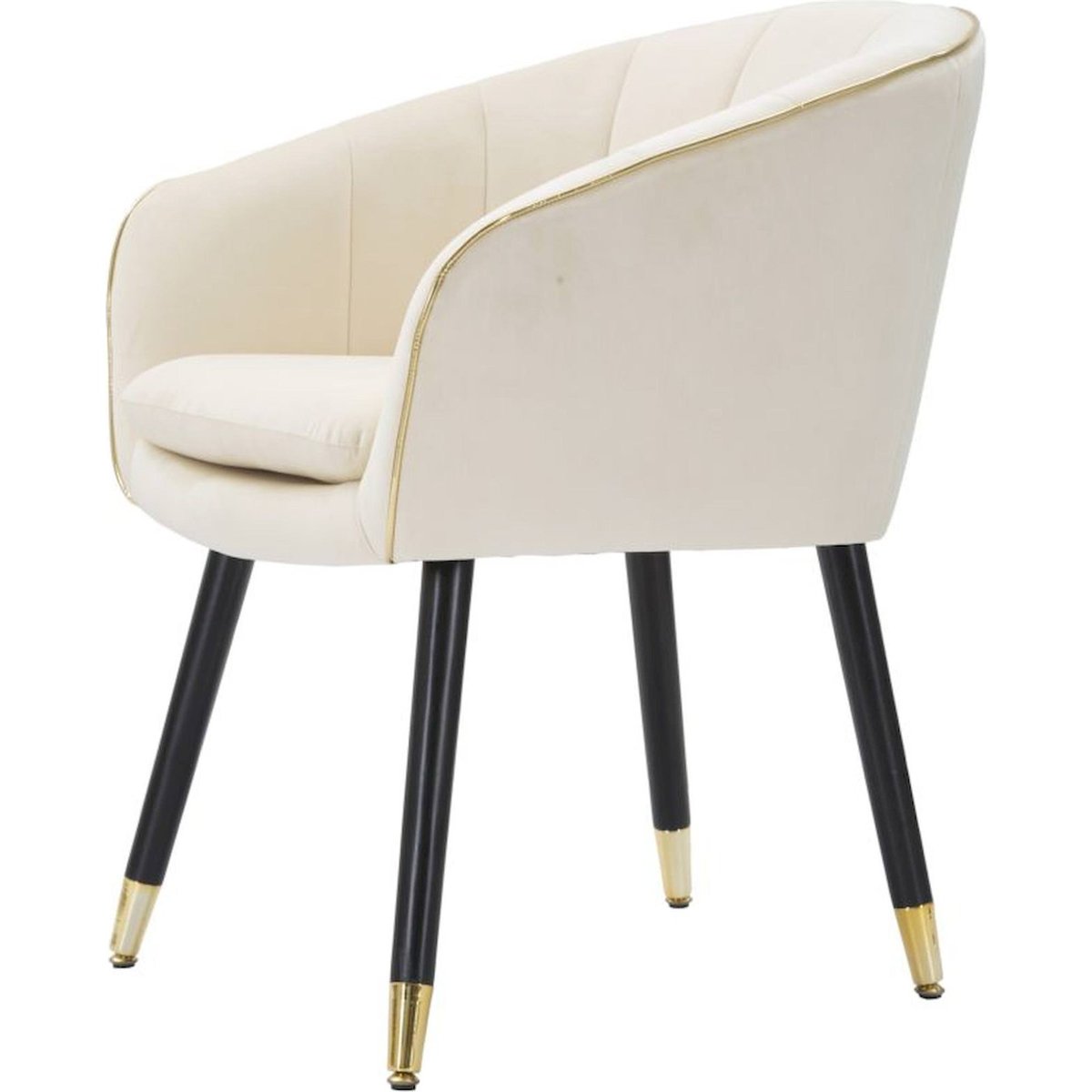 Fauteuil coquille rembourré esprit glamour GLAM crème et or, RECOLLECTION